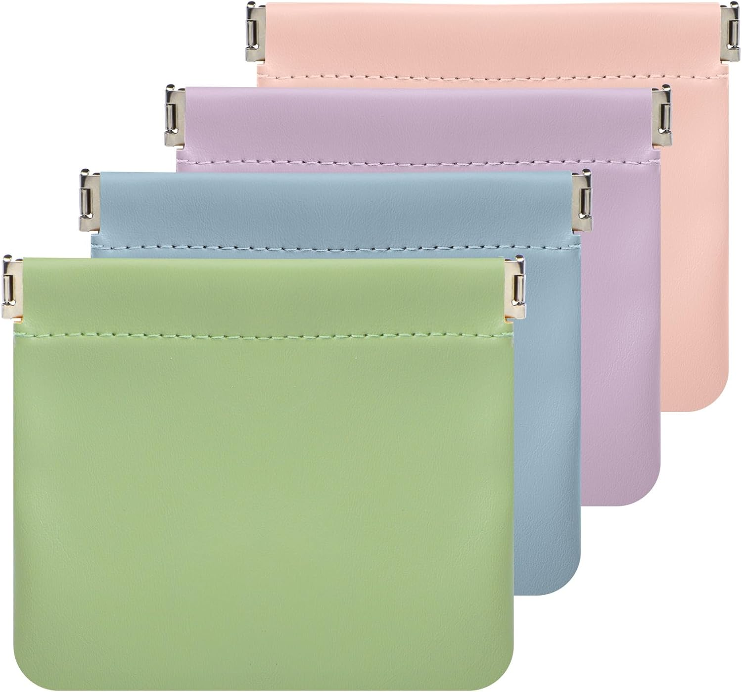 Pouchic - Personalized Snap Closure Leather Organizer Pouch, 4Pcs Lambskin Poc