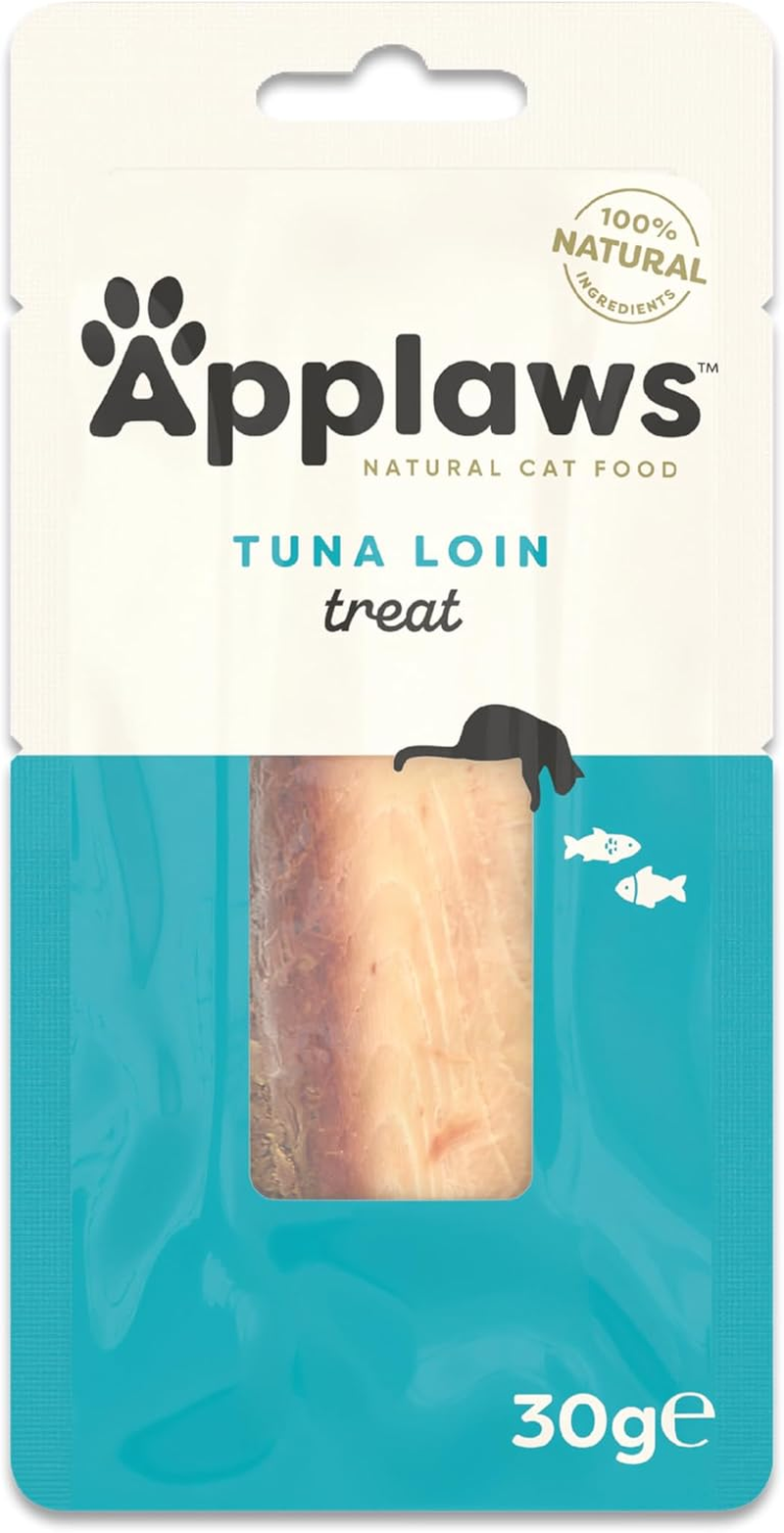 Applaws 100% Natural Cat Treats, Whole Tuna Loin Cat Snack, 30G Pouch (Pack of 12)