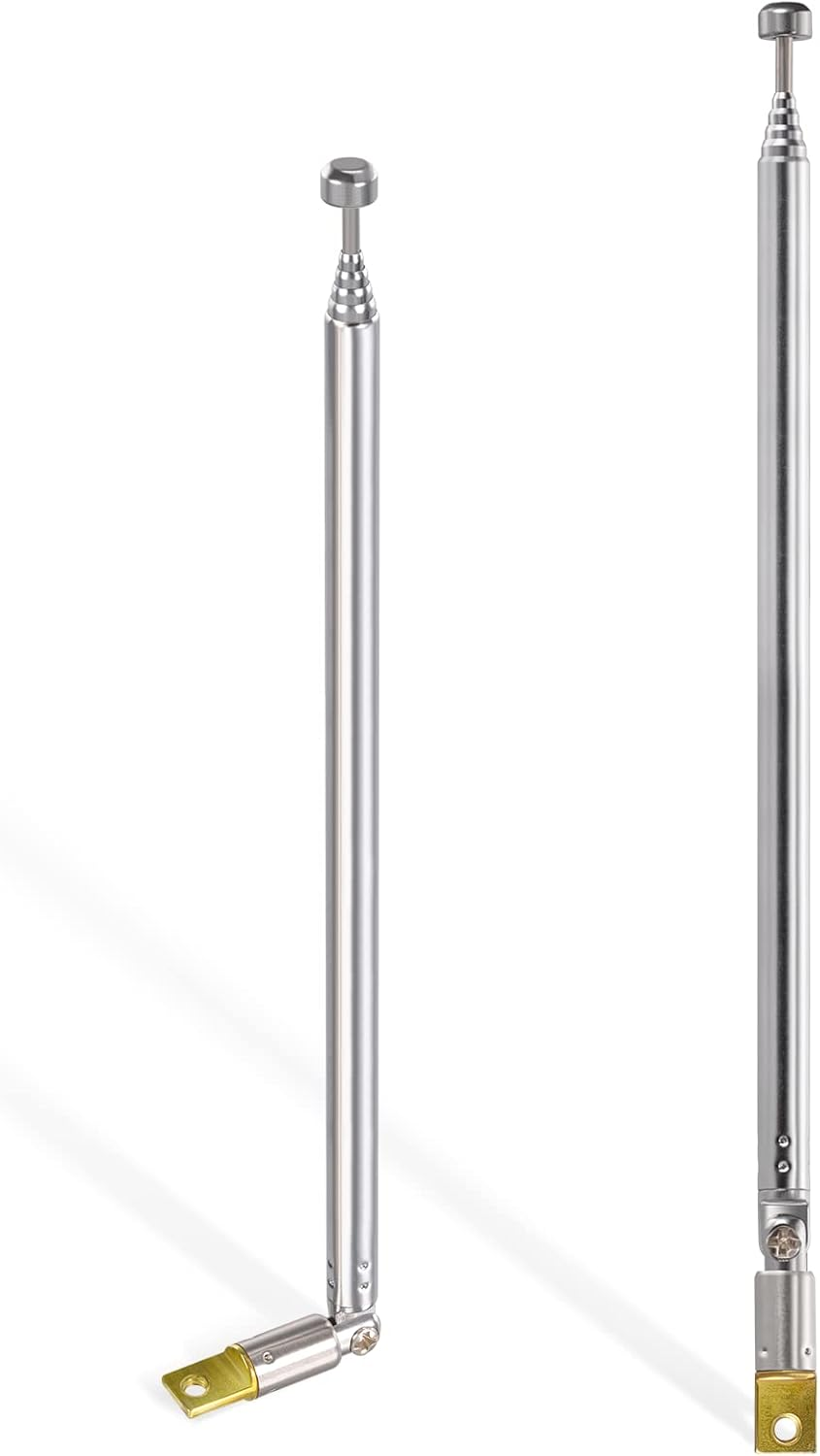 6 Sections Telescopic 65Cm AM FM Antenna Portable Radio Antenna Replacement (2-Pack) Compatible with Indoor Portable Radio Home Stereo Receiver AV Audio Video Home Theater Receiver TV Tuner