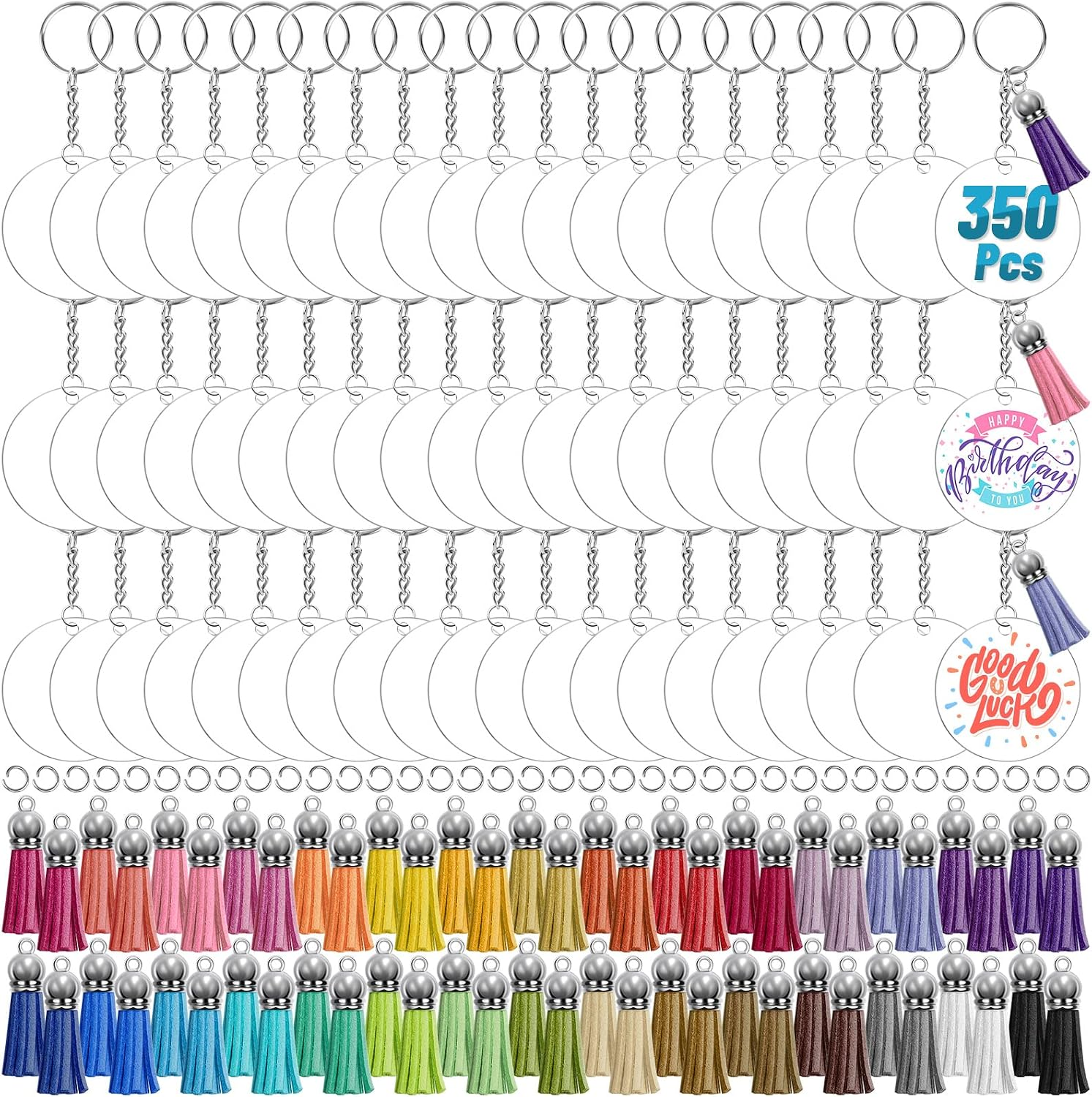350Pcs Acrylic Keychain Blanks Clear Acrylic round Ornament Blank for Vinyl