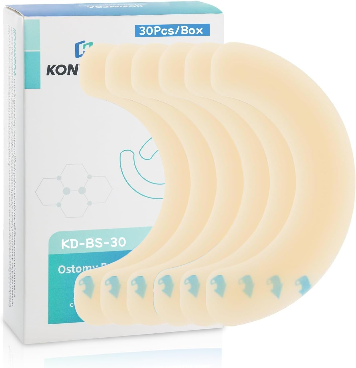 30Pcs Elastic Ostomy Barrier Strips, Waterproof Leakproof Skin Safe Tape