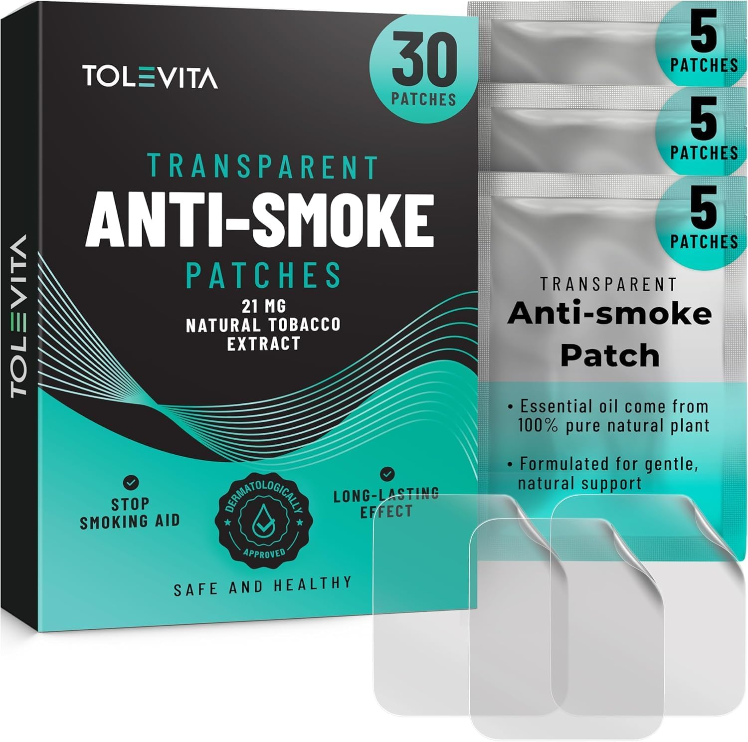 TOLEVITA Anti- Smoke Herbal Patches Transparent 21 mg | Quit Smoking Patches ...