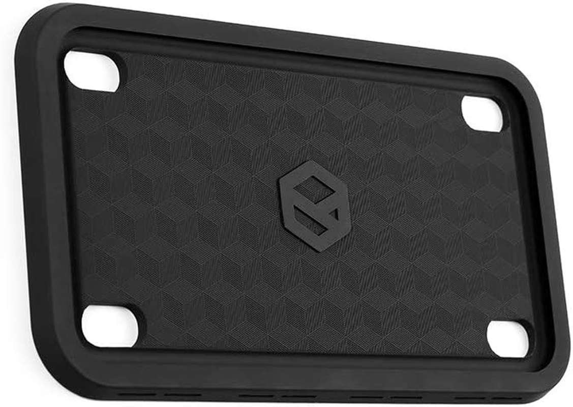 Motorcycle the Original Premium Grade Silicone Bike Plate Frame | Rust Proof, Rattle Proof, Weather Proof License Plate Holder (Black)