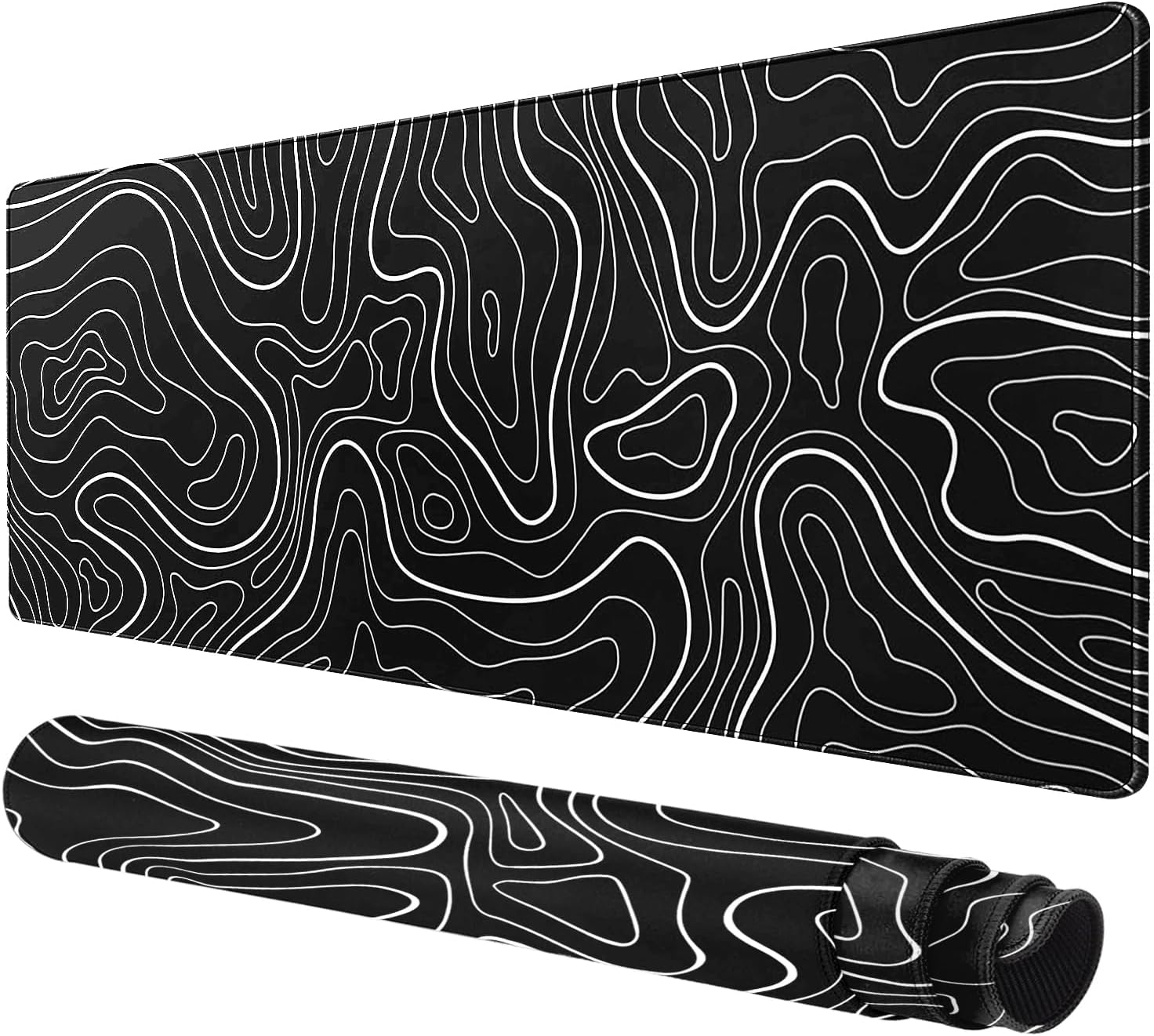 Large Mouse Pad for Desk - Gaming Mouse Pad with Non-Slip Base Stitched Edges, 60x30 cm, Mousepad for Keyboard and Mouse (Black Line,23.6x11.8 inch)