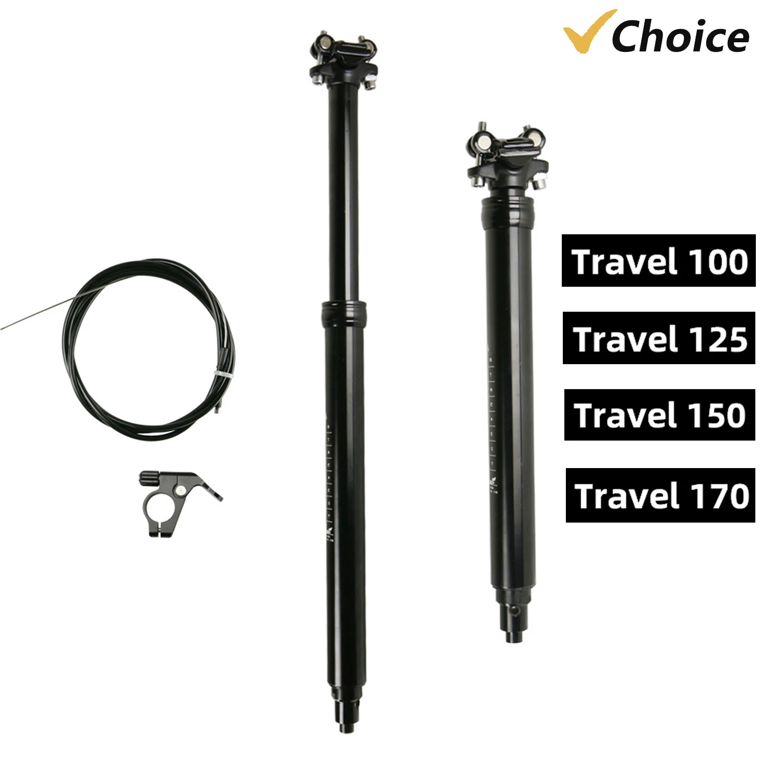 100-170mm Mountain Bike Dropper Post 31.6mm Aluminum Hydraulic Lock Travel Bicycle Remote-Controlled Dropper Seatpost Road Bike