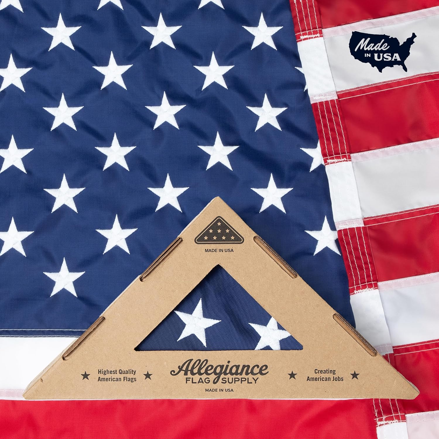 Allegiance Flags Made in USA American Flags for outside 3X5 Ft | Premium US Flag with American-Sourced 200D Nylon, Embroidered Stars, Hand-Sewn Stripes | Heavy Duty All-Weather & Fade Resistant
