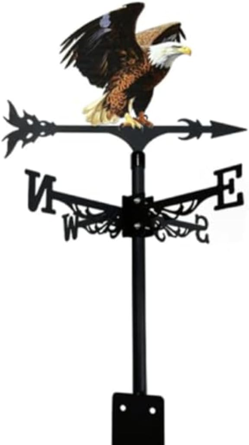 Colorful Rooster Weather Vane Spinner Wind Direction Farm Scene Stake Metal Outdoor Peacock Weathervane Ornament for Garden Yard Decoration (Eagle)