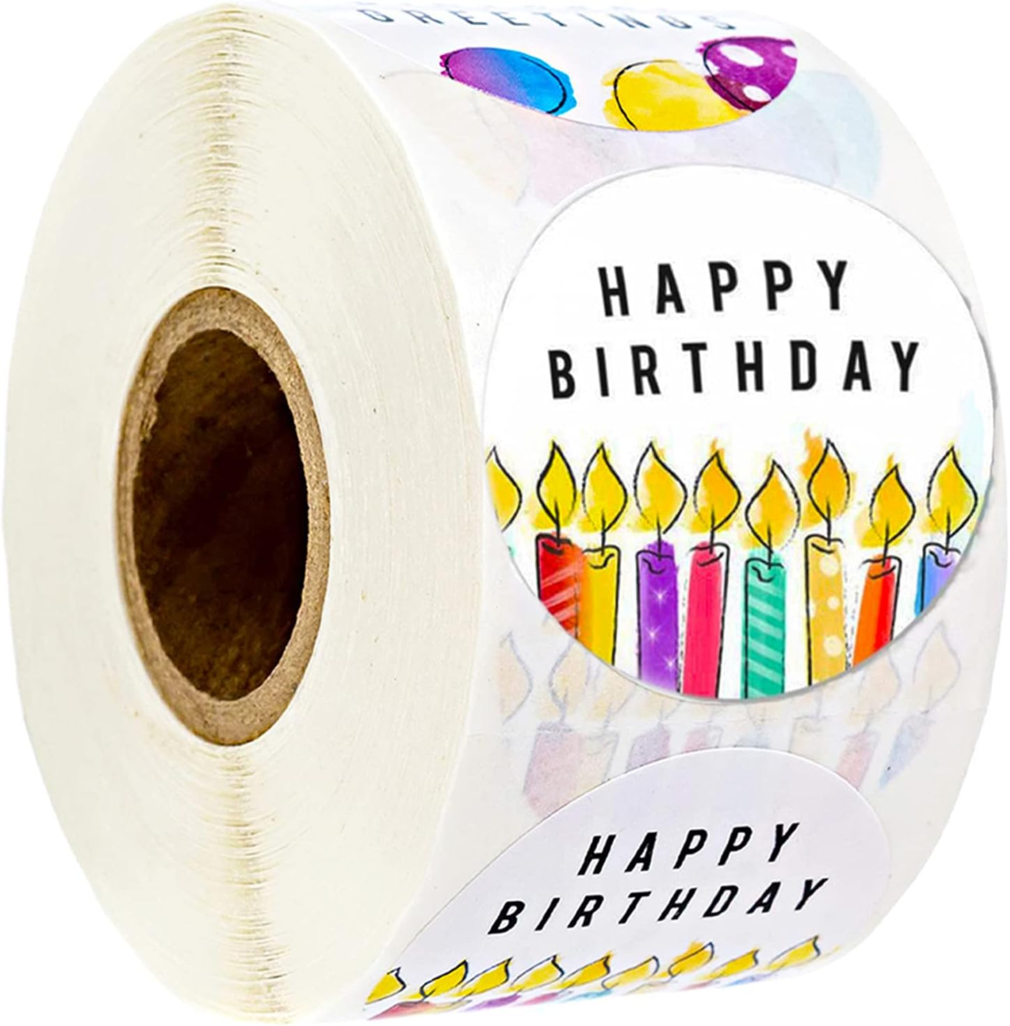 Happy Birthday Stickers, Round, Waterproof, Self-Adhesive, Multicolor, Cartoon, 1.5