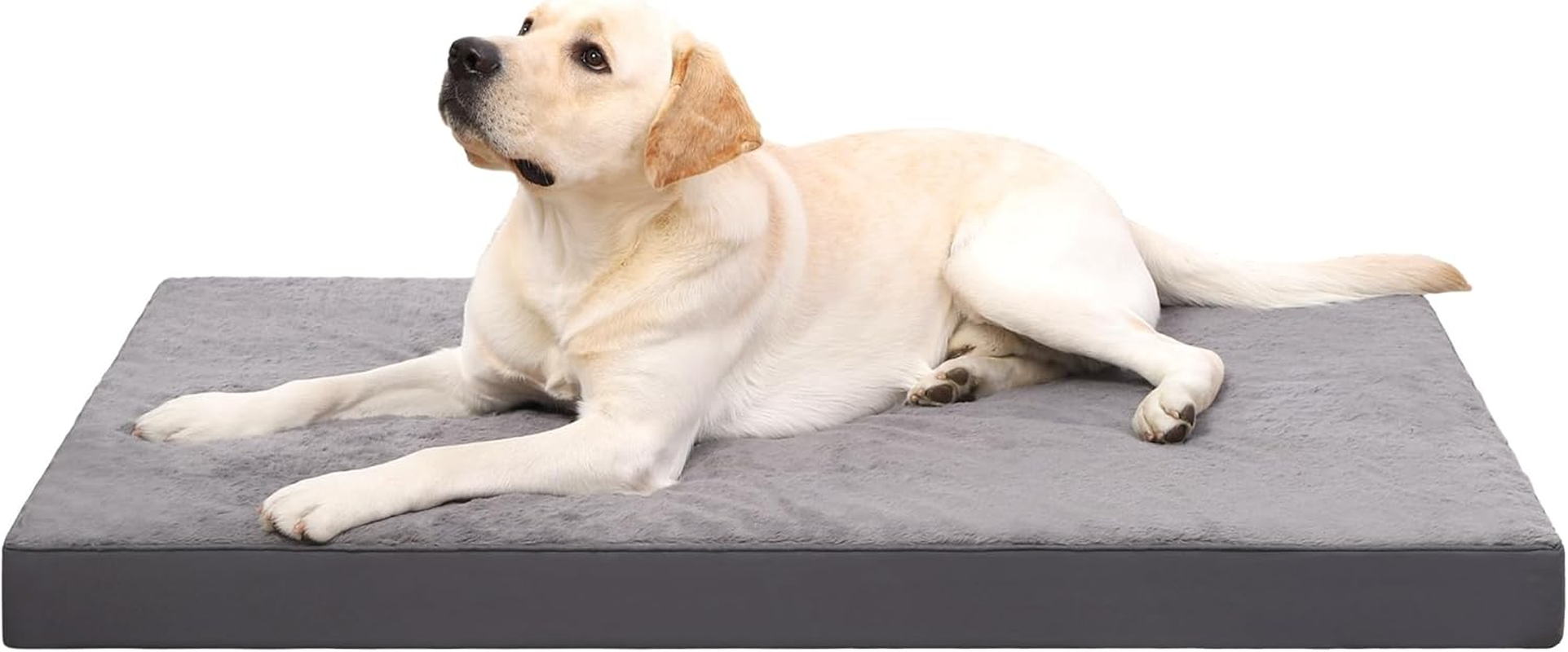 Orthopedic Dog Bed Dog Crate Bed Waterproof Dog Beds for Large Dogs Deluxe Plush Washable Dog Bed with Egg Crate Foam & Removable Cover, 35 X 22 Inch, Dark Gray