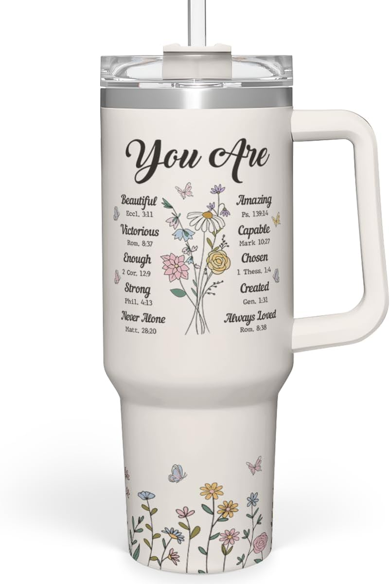 Christian Gifts for Women, Inspiration Gifts Tumbler 40Oz Stainless Steel Insulated with Handle and Straw - Mother'S Day Birthday Religious Gifts for Mom, Friend, Sister, Grandma