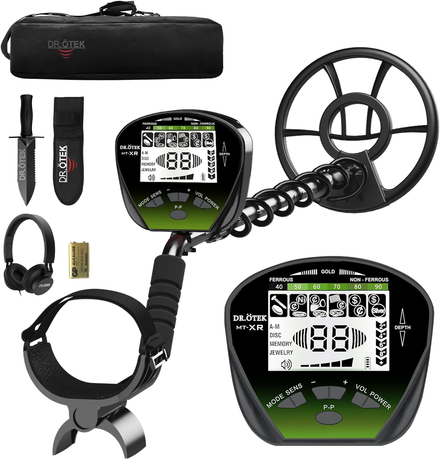 DR.ÖTEK Professional Gold Metal Adults Detector High Accuracy, Waterproof, LCD