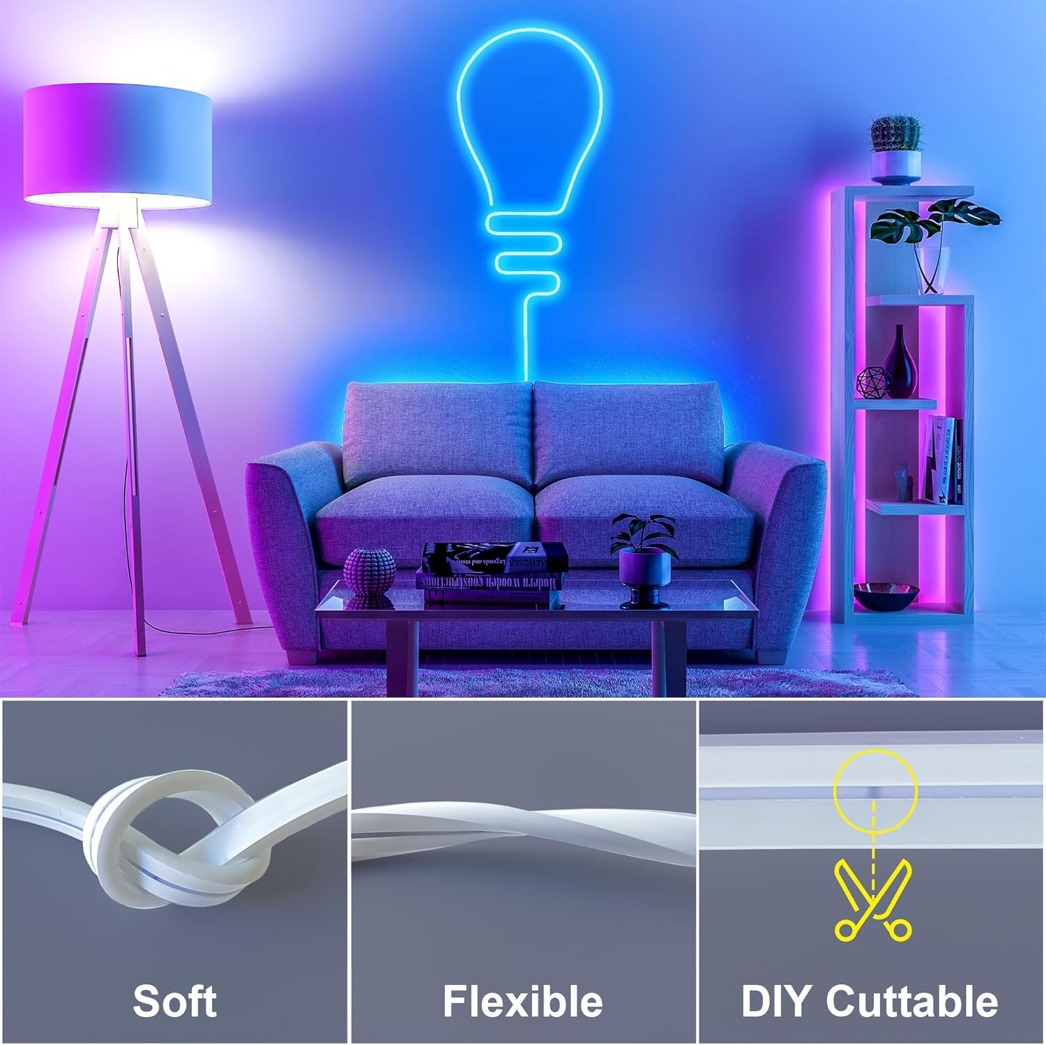 Cozylady 50ft Bluetooth RGB LED Neon Light, Waterproof RGB Neon Light APP & R... - Picture 5 of 14