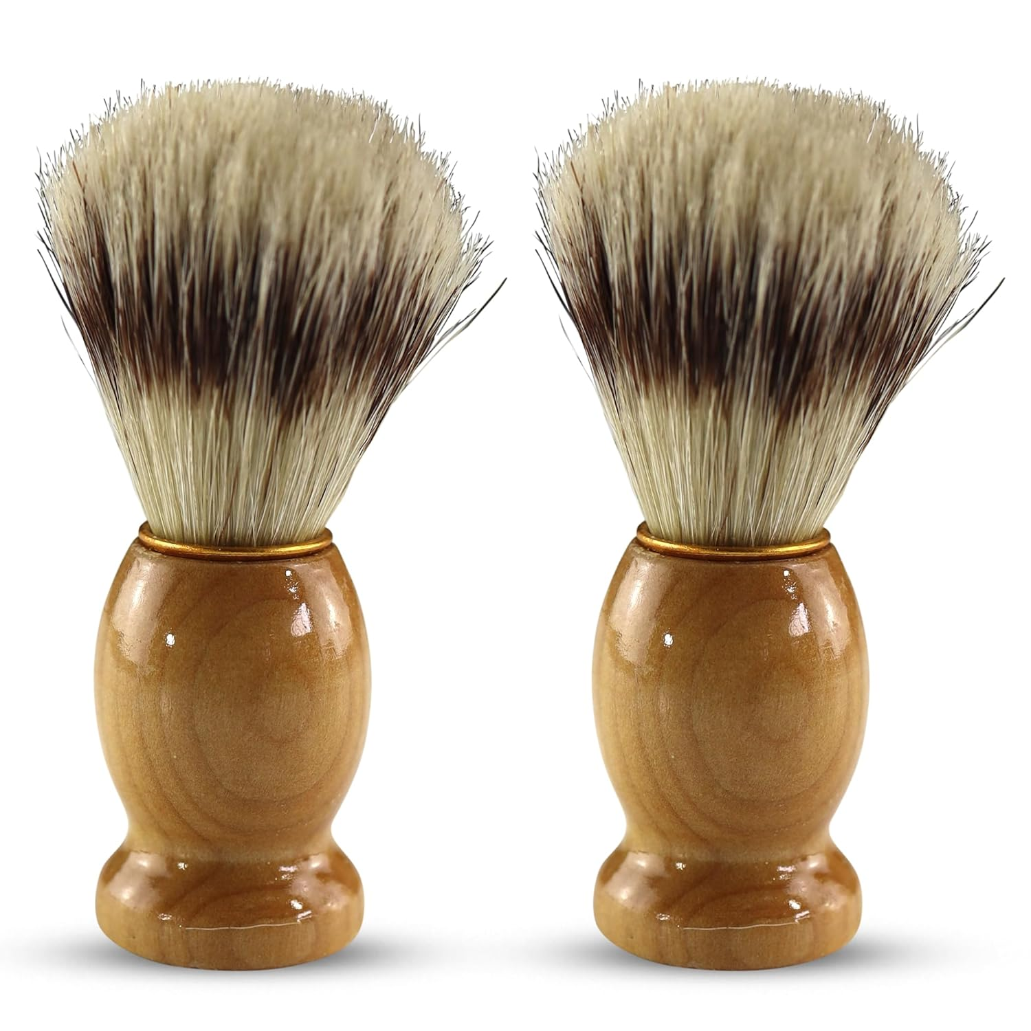 Cepillo Afeitar Pelo Tejon Mango Madera Paquete De 2 Para Crema Afeitar Libre