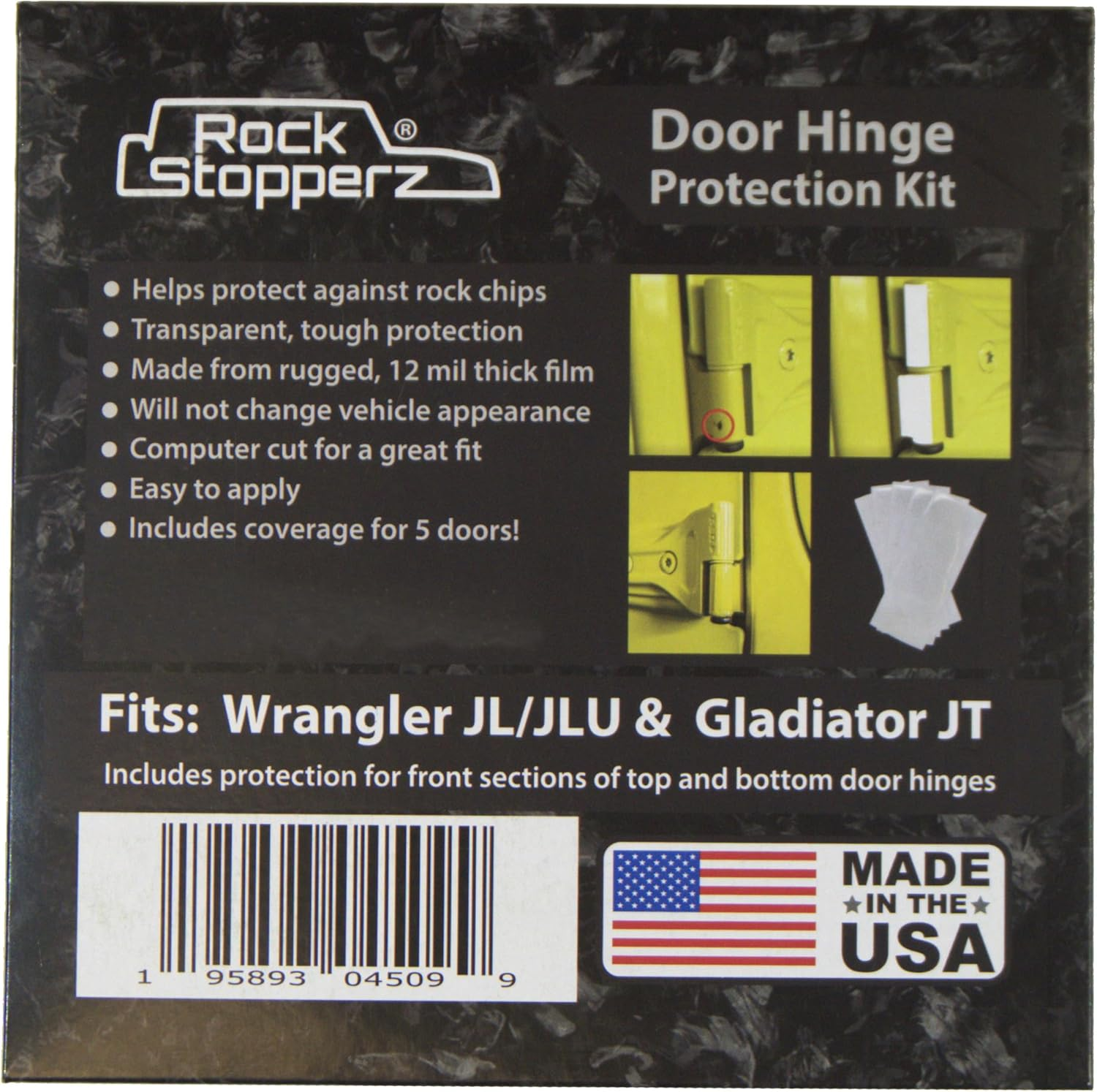 Door Hinge Protection Kit - Compatible with Jeep Wrangler JL/JLU/Gladiator - 2 or 4 Door (2019-2026. Coverage for 5 Doors Total)