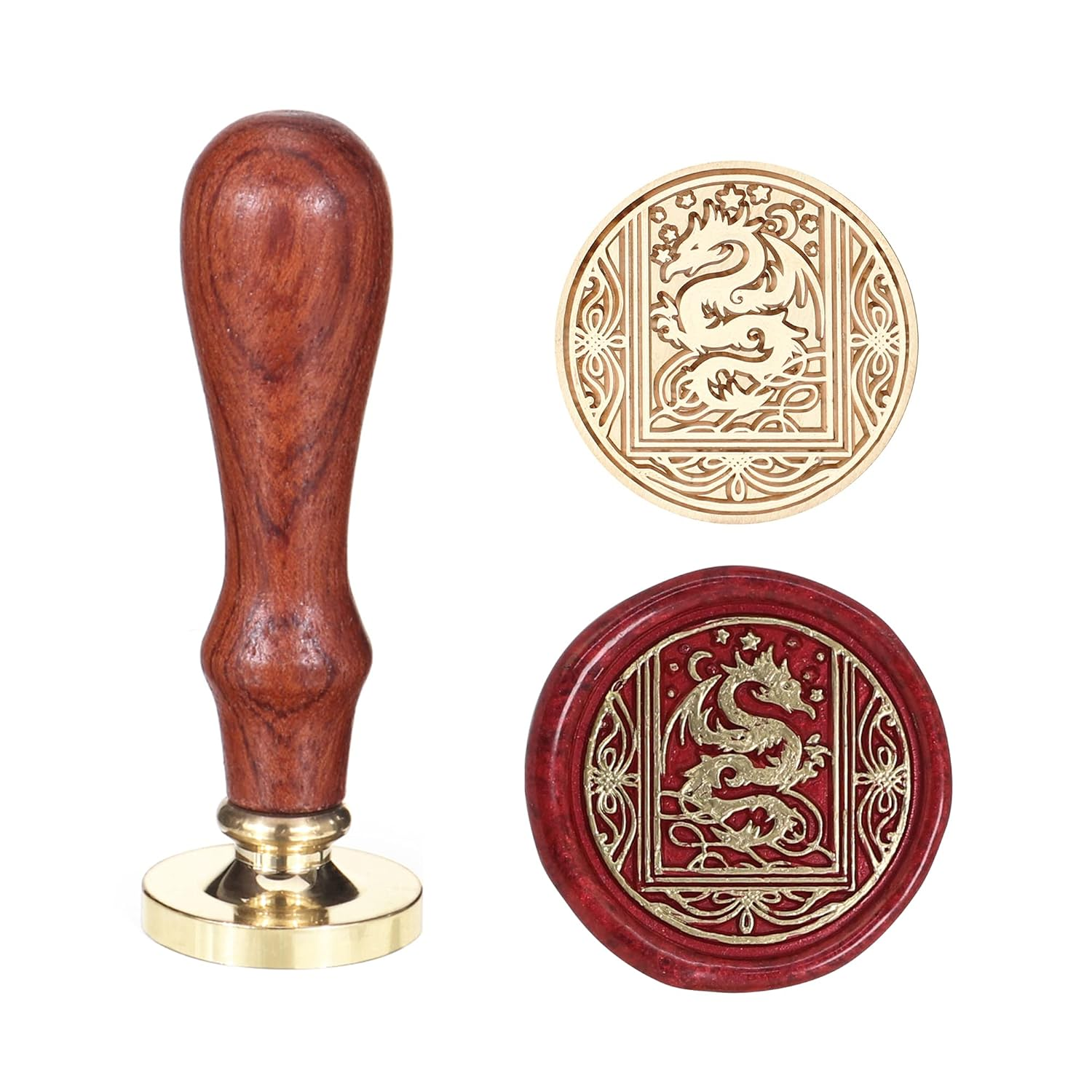 Starry Flying Dragon Wax Seal Stamp, Vintage Brass Head Sealing Stamp, Great for Embellishment of Party Invitations, Wine Packages, Gift Idea