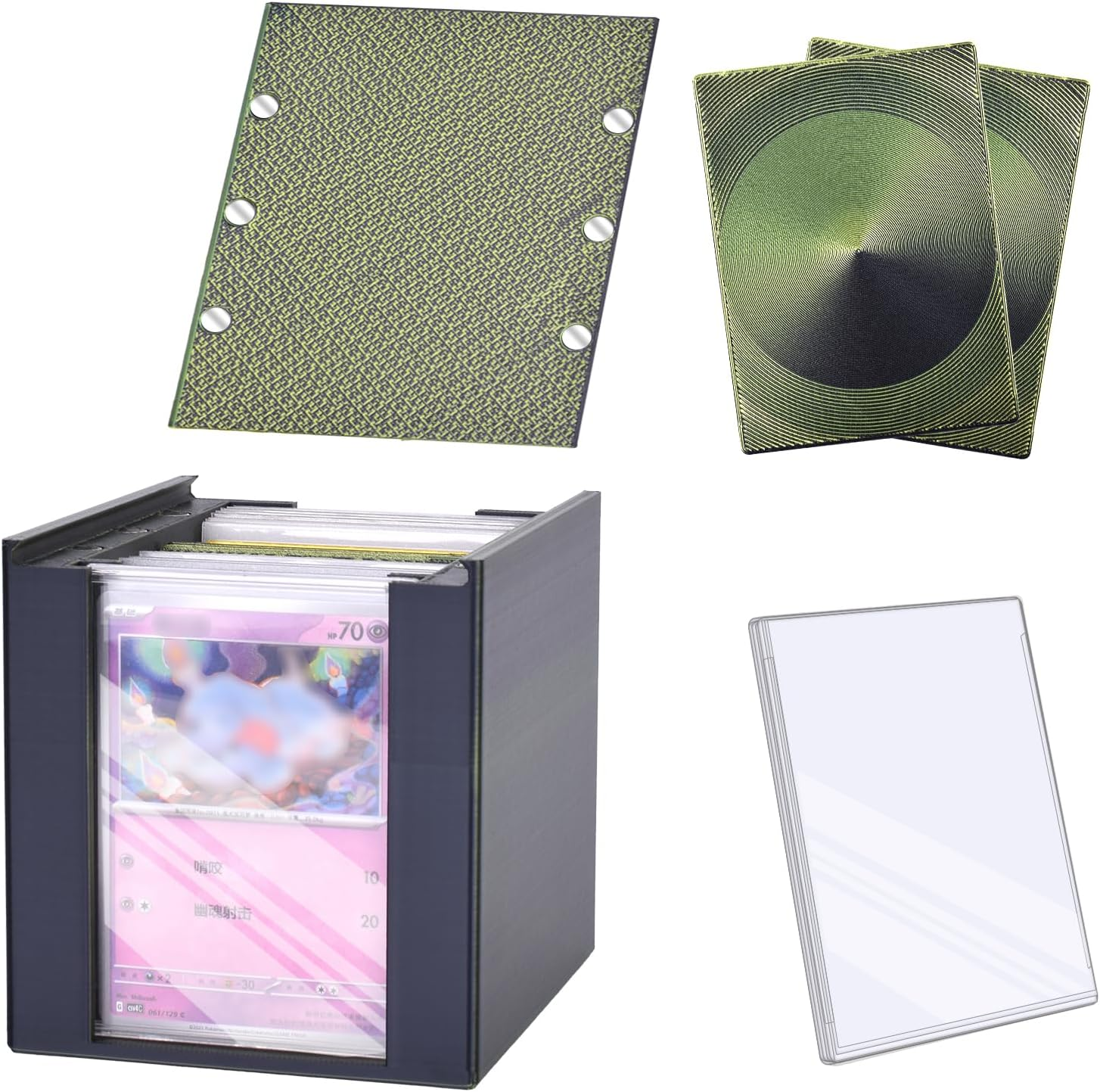 TCG Card Deck Box with Display Window, 100+ Double Sleeved Capacity Trading Card Storage Case Compatible with PTCG, MTG, YGO, Sports Cards, Card Box with Top Loaders & Dividers