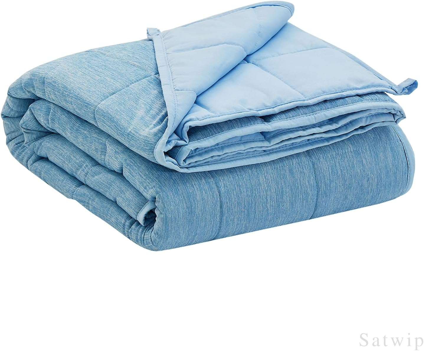 Cooling Weighted Blanket 15 Lbs Cool Moire Jersey Bed Blanket Twin Size for Hot Sleeper with Soft Breathable Sanded, 48 X 72 Inches, Blue