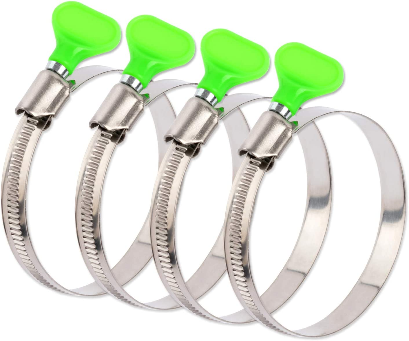 ISPINNER 4Pcs 3 Inch Key Hose Clamp, Bandwidth 12Mm Thumb Screw Adjustable Stainless Steel Hose Clamps for Dryer Vent, Dust Collector and Automotive