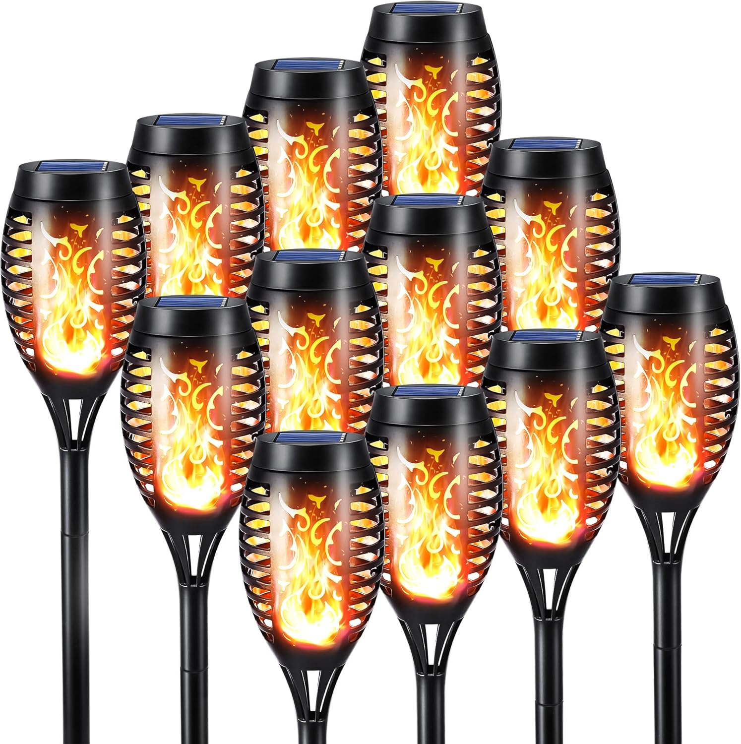 Solar Flame Torch Lights, 12 Pack Solar Lights Outdoor with Flickering Flame, Waterproof Solar Pathway Lights Landscape Decoration Lighting for Garden, Lawn, Patio, Yard, Outdoor Decorations