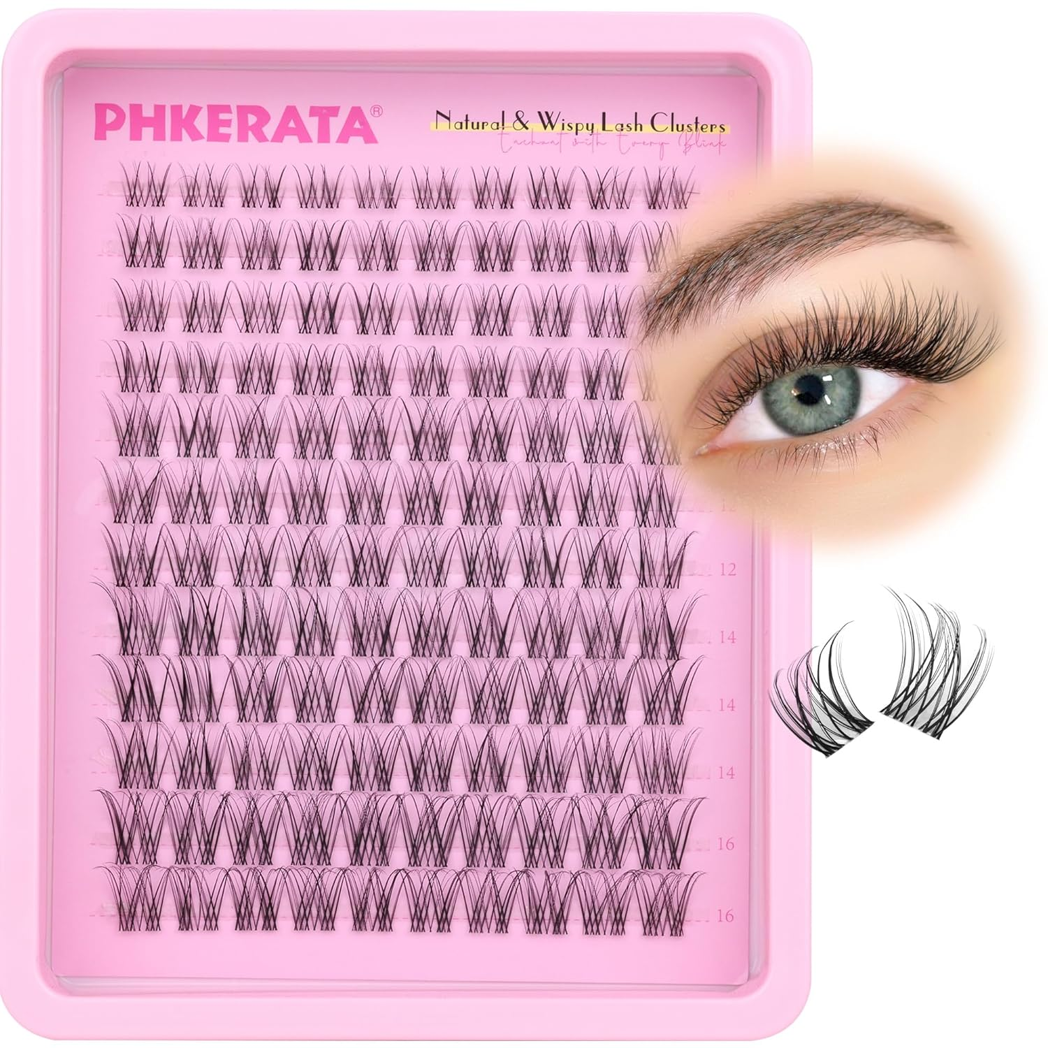 Natural Lash Clusters Invisible Band Eyelash Clusters Wispy Lashes Clusters 120 Pcs C Curvature Cluster Eyelash Extensions DIY Thin Clear Band Individual Lashes at Home, 8-16Mm