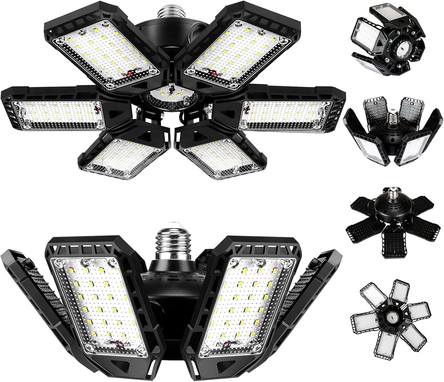 LED Garage Lights Bulb 2 Pack -180W, 18000LM 6500K Led Shop Light with 6+1 Deformable Panels, Basement Barn Light Garage Ceiling Lights, E26 for Garage, Warehouse, Shop, Basement