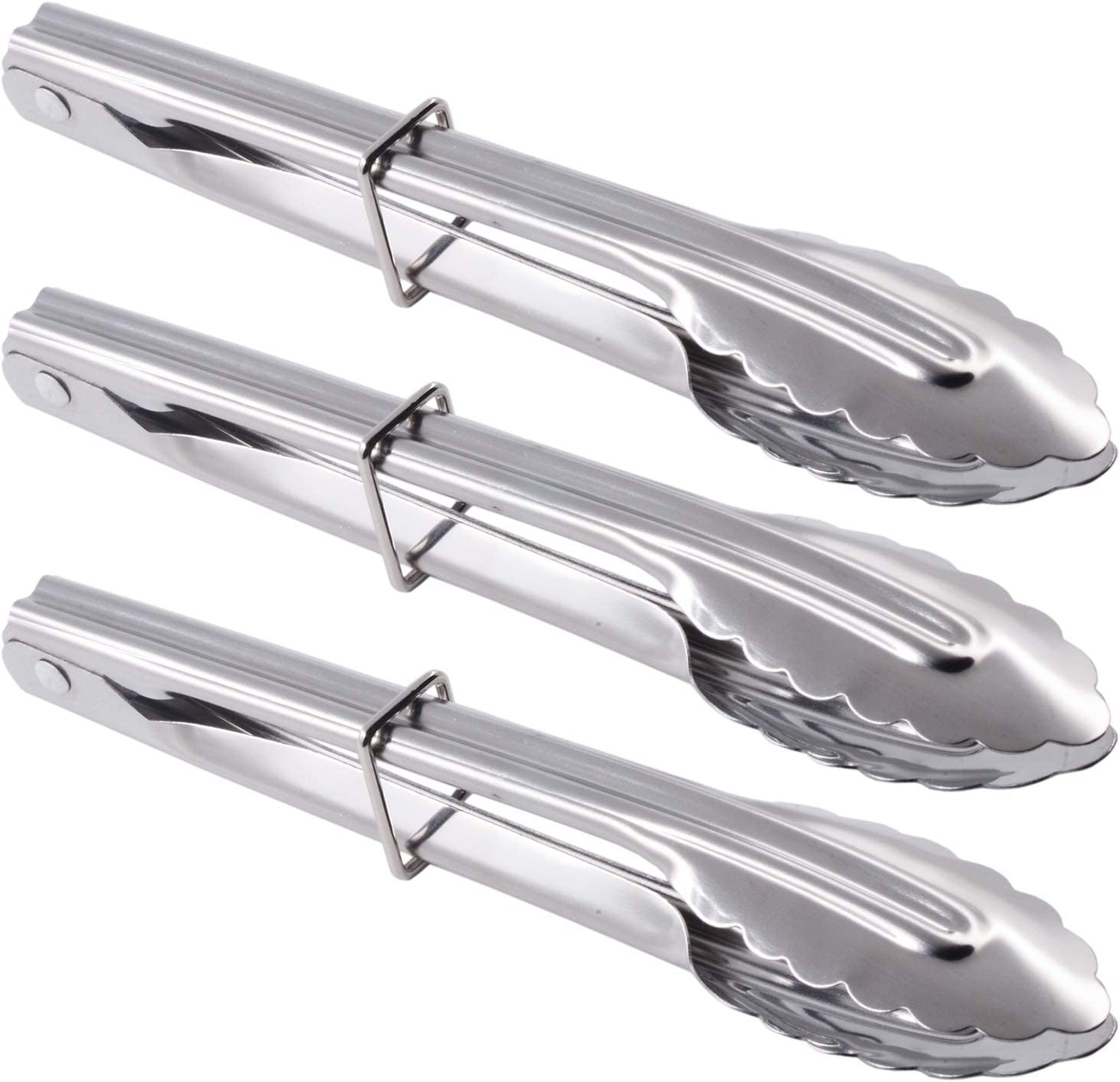 Mini Stainless Steel Serving Tongs Small Tongs for Serving  Cooking Salad Grilling (7-Inch 3 Pieces)