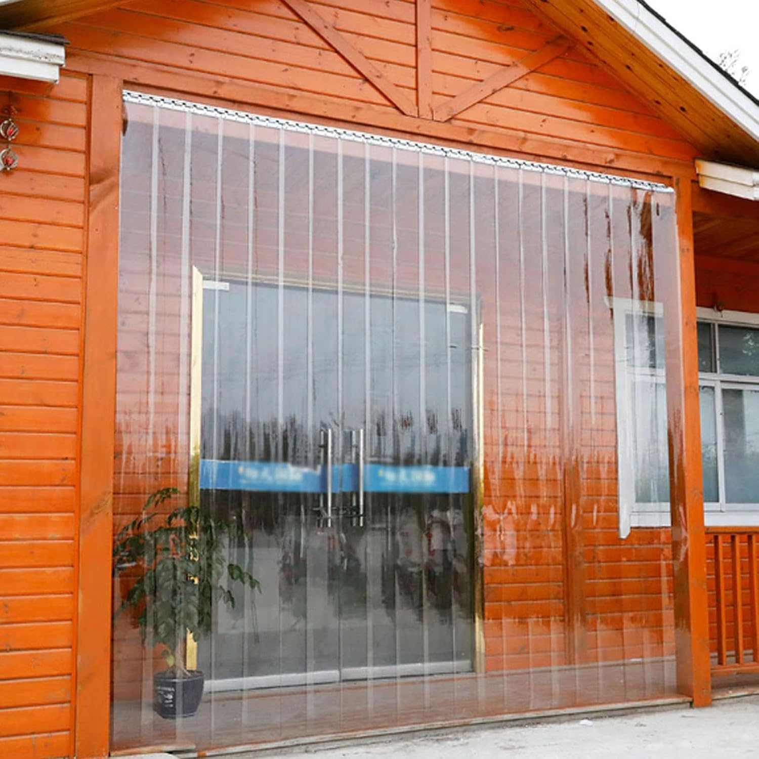PVC Transparent Door Curtain Strips Walk in Cooler Curtains 42In X 84 in for Warehouse Garage Supermarket with 7 Strip Curtains