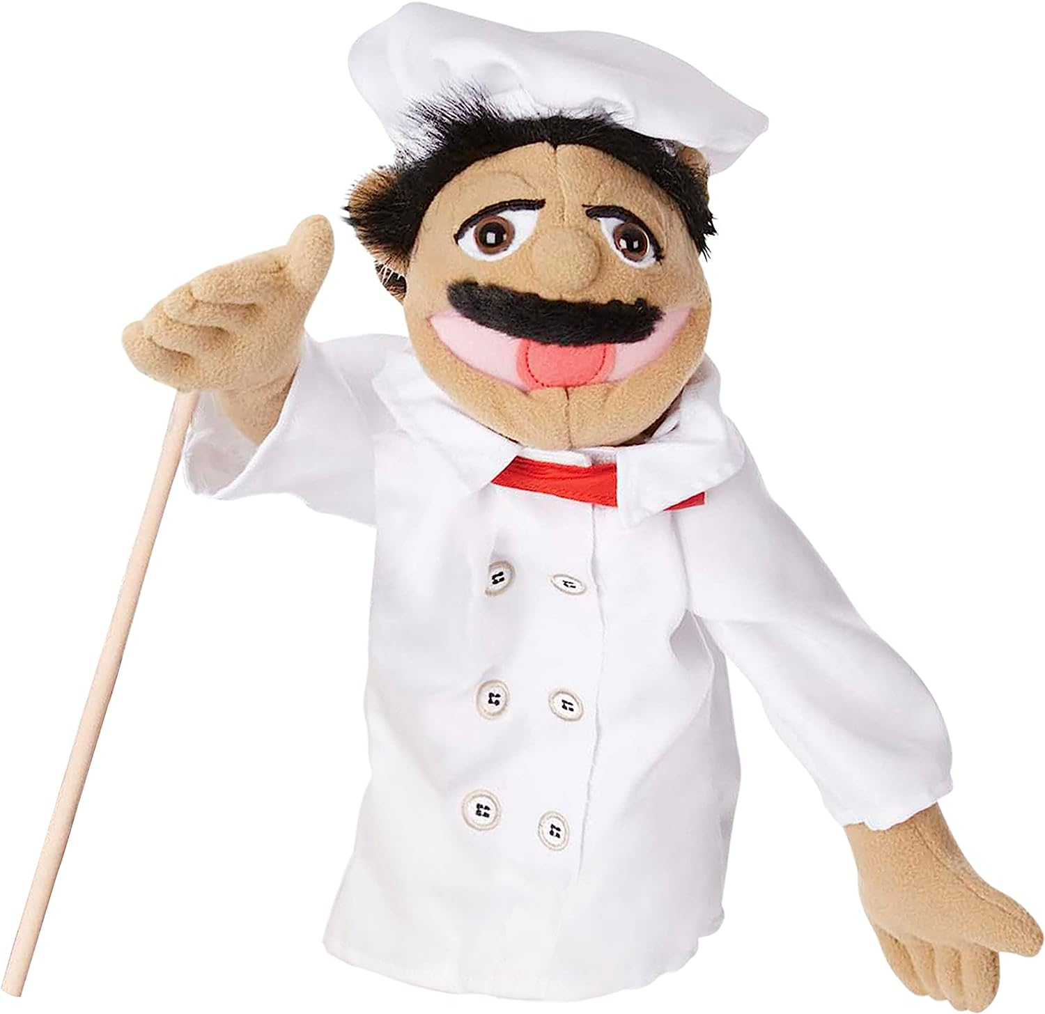 Chef Puppet (Al Dente) with Detachable Wooden Rod Pretend Play Chef Puppet Pepe