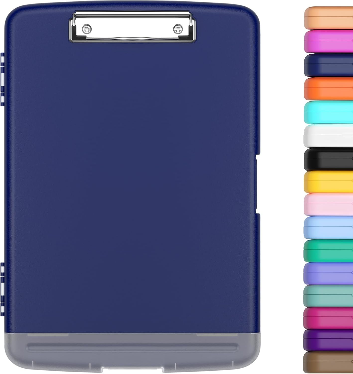 Clipboard with Storage with Pen Holder, Folder Nursing Clip Board 8.5 x 11 Foilo-Side Opening, High Capacity, Light Weight for Teachers, Classroom. Size 14 x 9.6 x 1.2 in(Navy Blue)