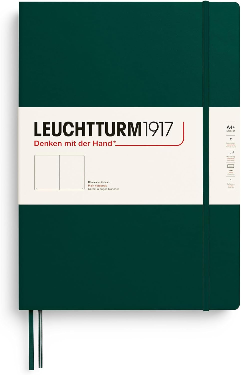Notebook Hardcover Master Classic (A4+), Plain, 235 Pages, Forest Green