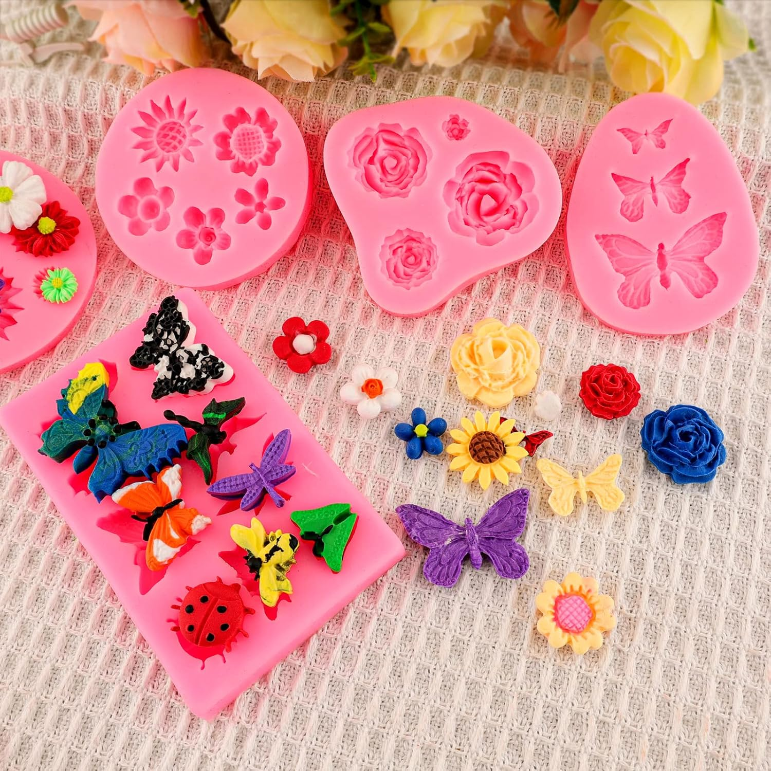 Silicone Mold Flower 8pcs Chocolate Fondant Polymer Clay Candy Gummy Mold,Ros... - Picture 7 of 14