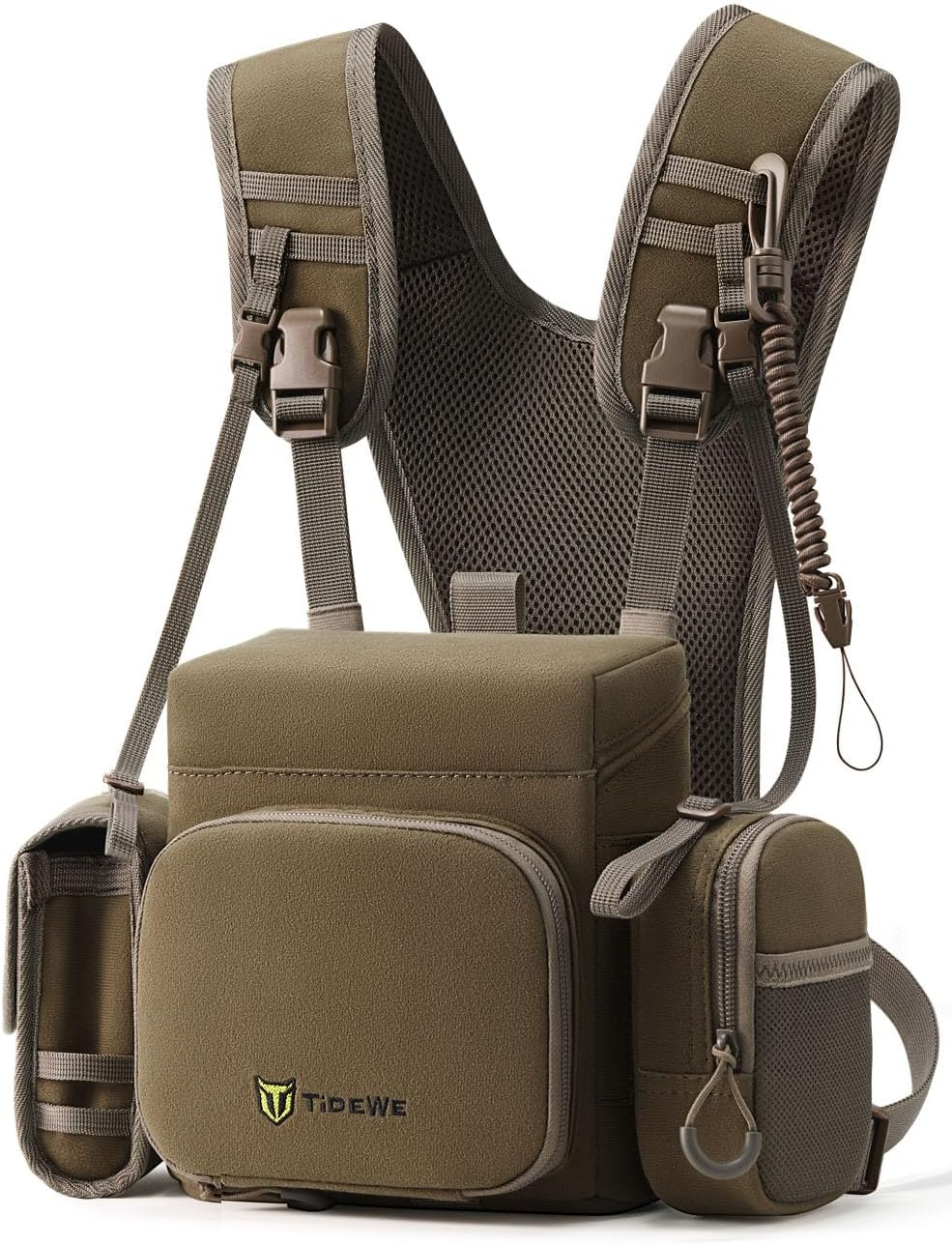 Binocular Harness Chest Pack with MOLLE & Silent Closure,Brown
