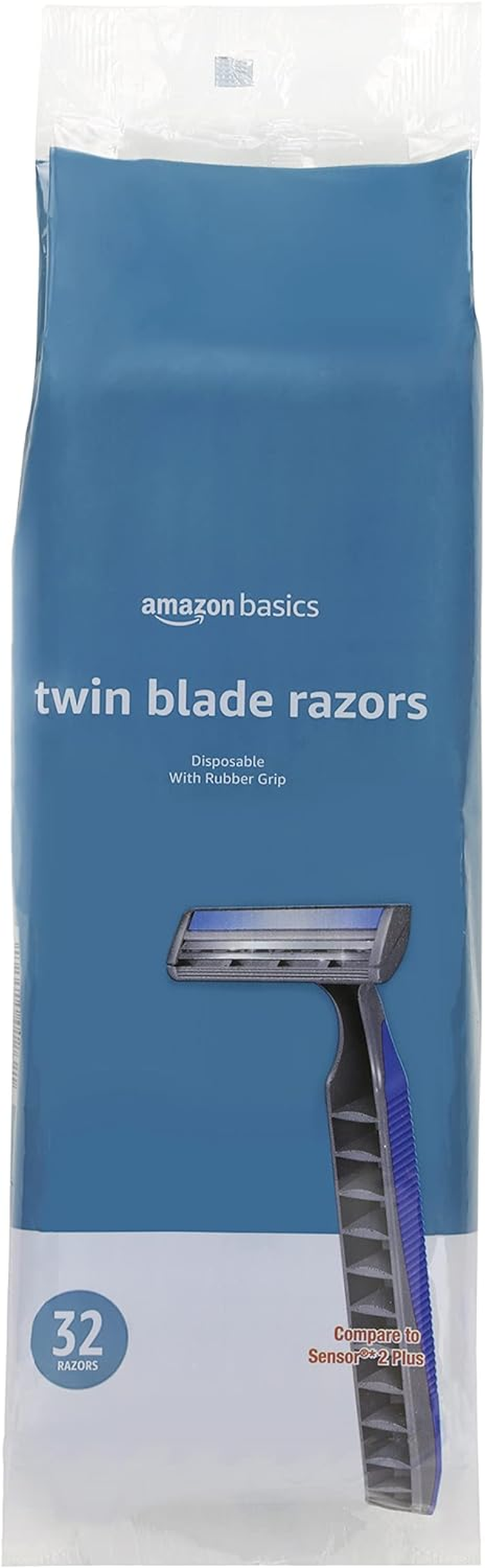 Twin Blade Pivoting Disposable Razors with Rubber Grip, 32 Count, 1-Pack (Previously Solimo)