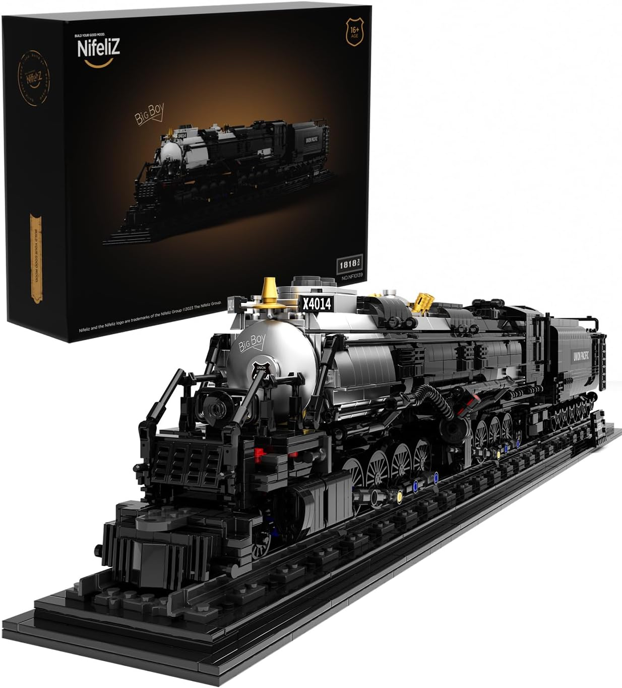 Big Boy Locomotive, Articulated Steam Locomotive Building Block Set, Legendary Steam Train Display Kit for Gift Giving (1,818 Pieces)