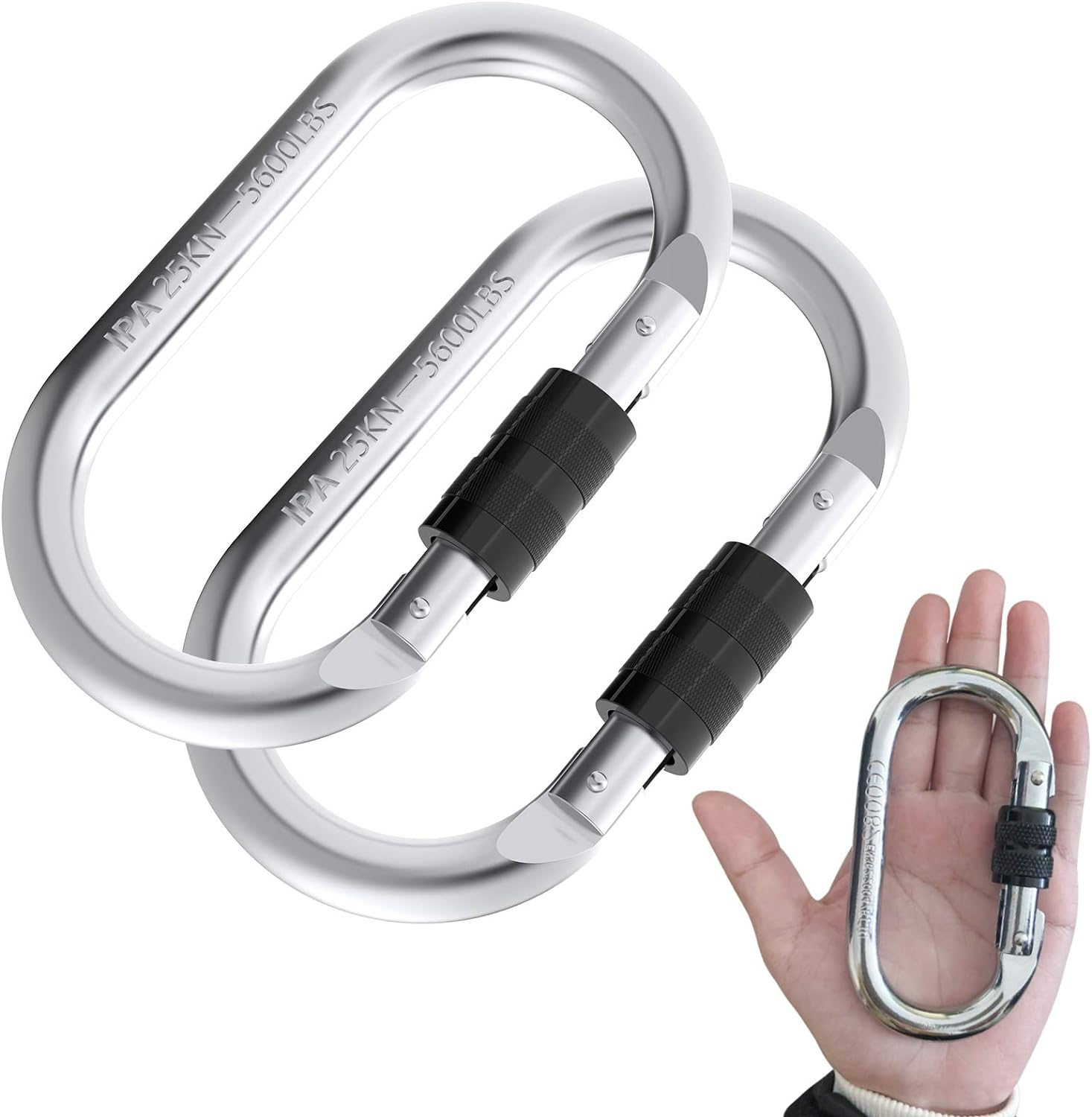 Mosquetones Para Escalada 25Kn5600Lbs Clips Seguridad Resistentes Uso Multiple