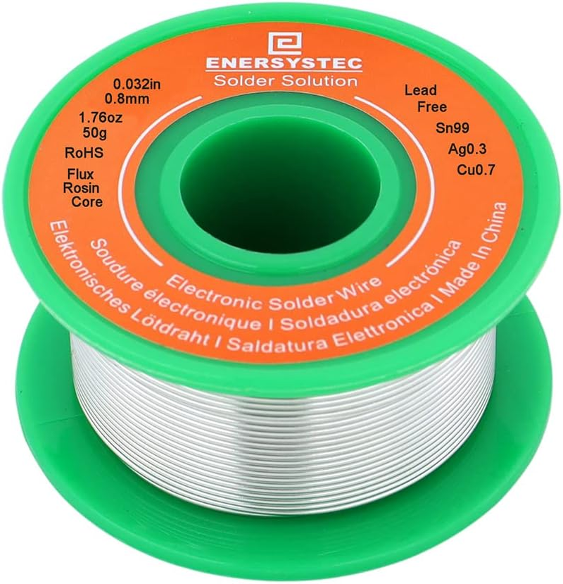 Lead-Free Solder Wire Rosin Core Flux 0.8Mm Electric Solder Fine Sn99 Ag0.3 Cu0.7 Flow 0.032In 0.11Lb No Lead for Electronics Soldering Unlead 50G