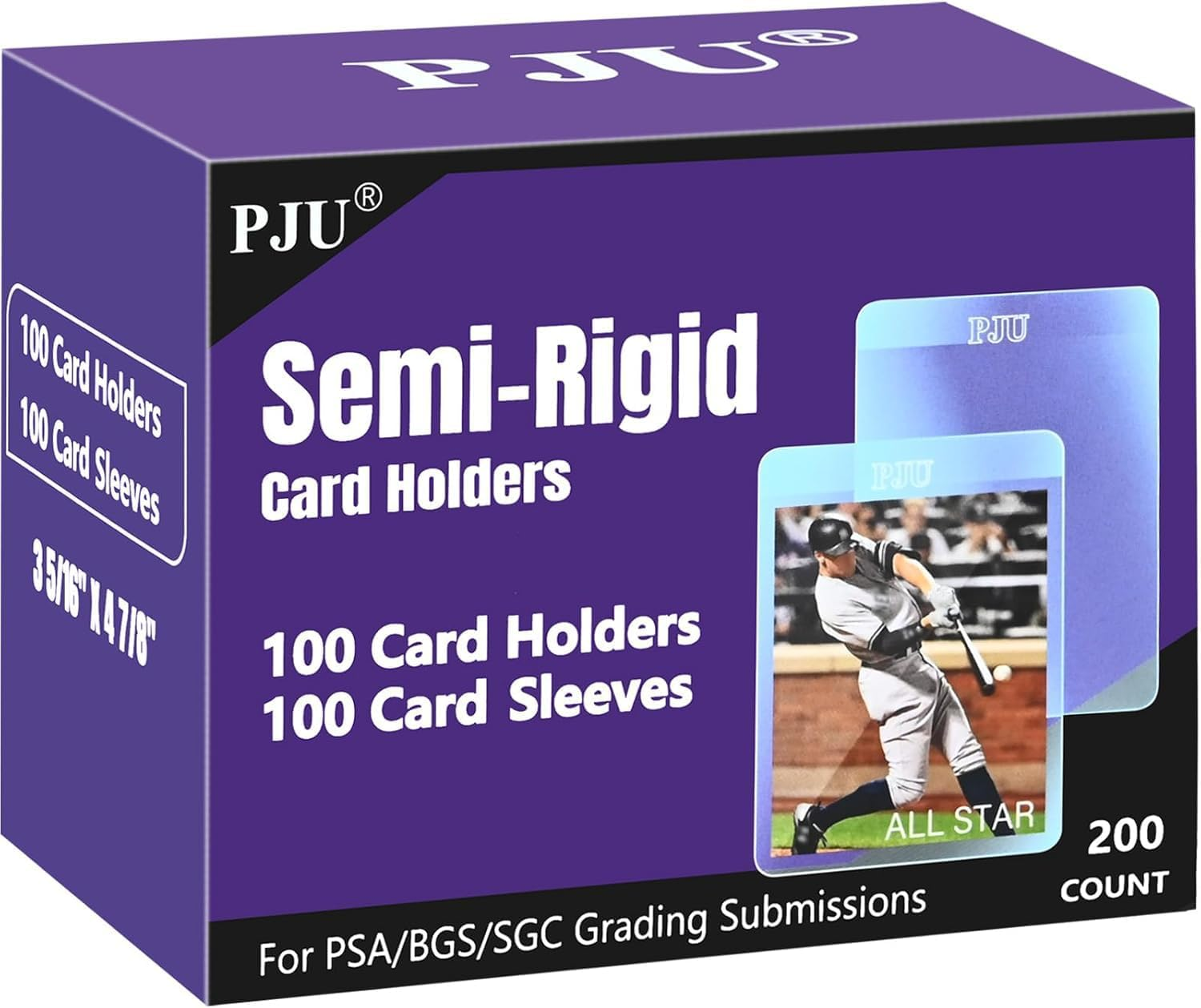 100Ct Semi Rigid Card Holders & 100Ct Penny Sleeves for PSA, SGC, BGS, CSG Graded Card Submissions, Semi Rigid Baseball Cards Sleeves Protectors, PSA Graded Trading Cards Sleeve