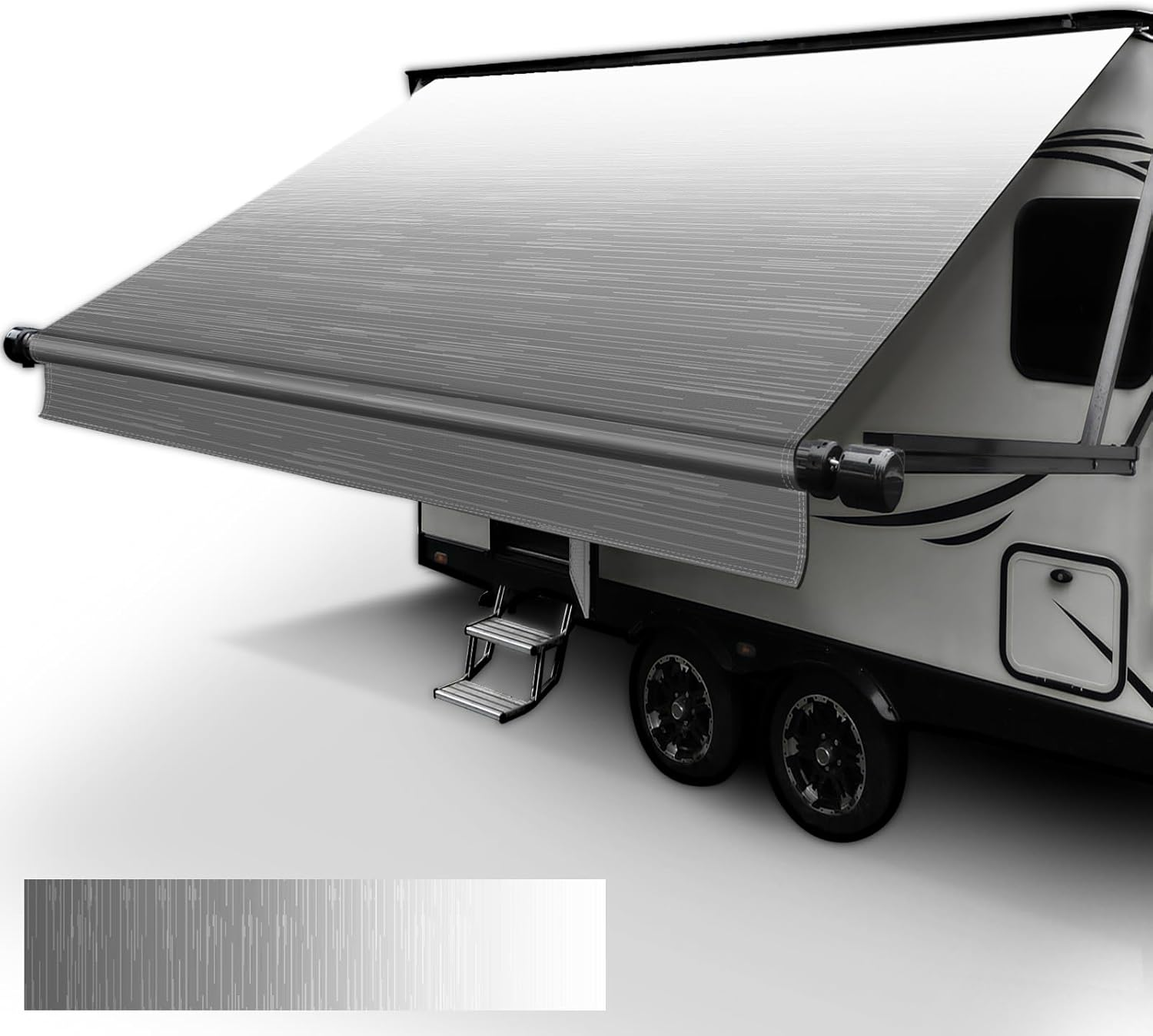 RV Awning Fabric Replacement(15'2" Fabric) Heavy Duty 18.5Oz Vinyl Camper Awning Replacement, Uv-Resistant, Weatherproof Universal Fade Gray Outdoor Canopy for RV, Motorhome, Trailer