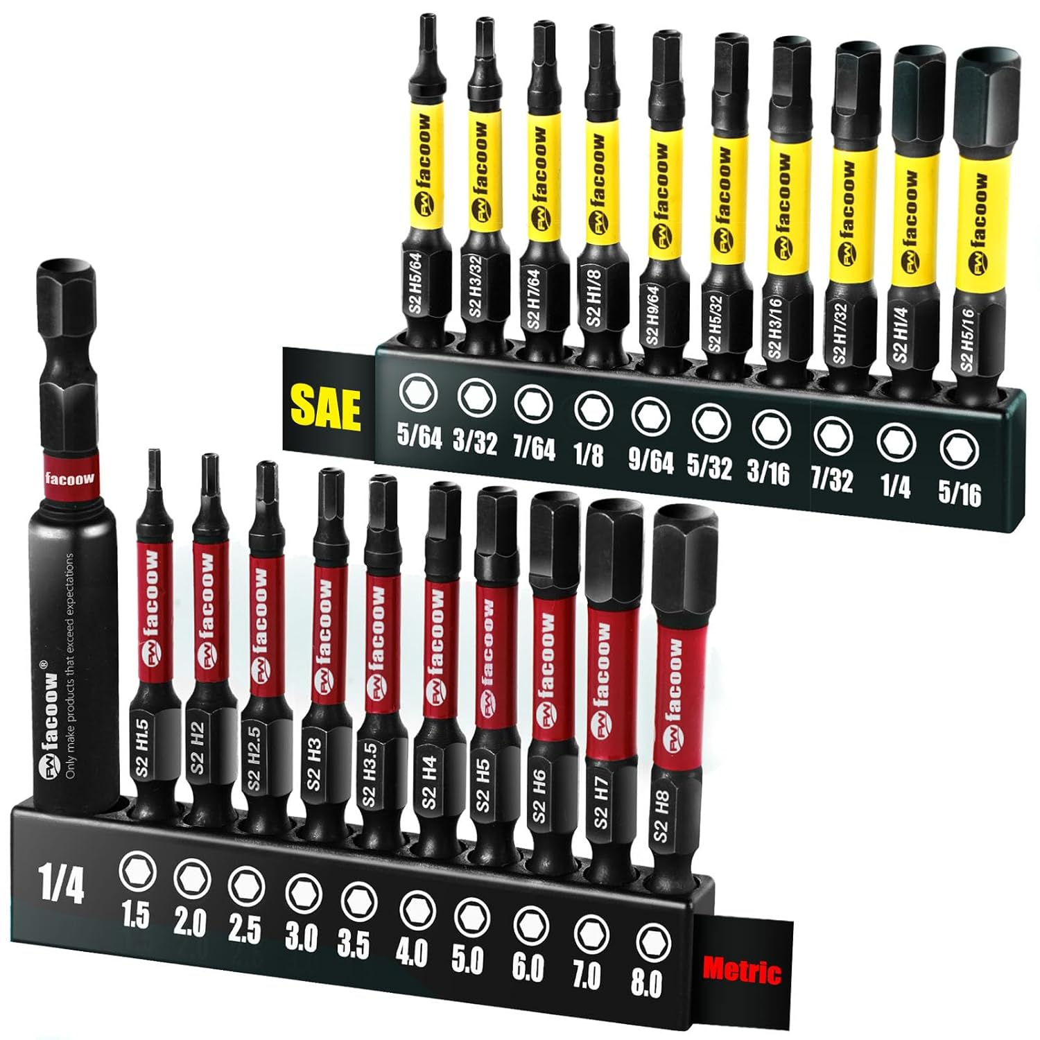 Toolant 5/32\" Impact Hex Bits Set 10pcs, 1/4\" Hex-Shank Allen Wrench Drill Bit Set, S2 Steel, CNC Machined Tips With Magnetism, 2\" Long With Storage Box