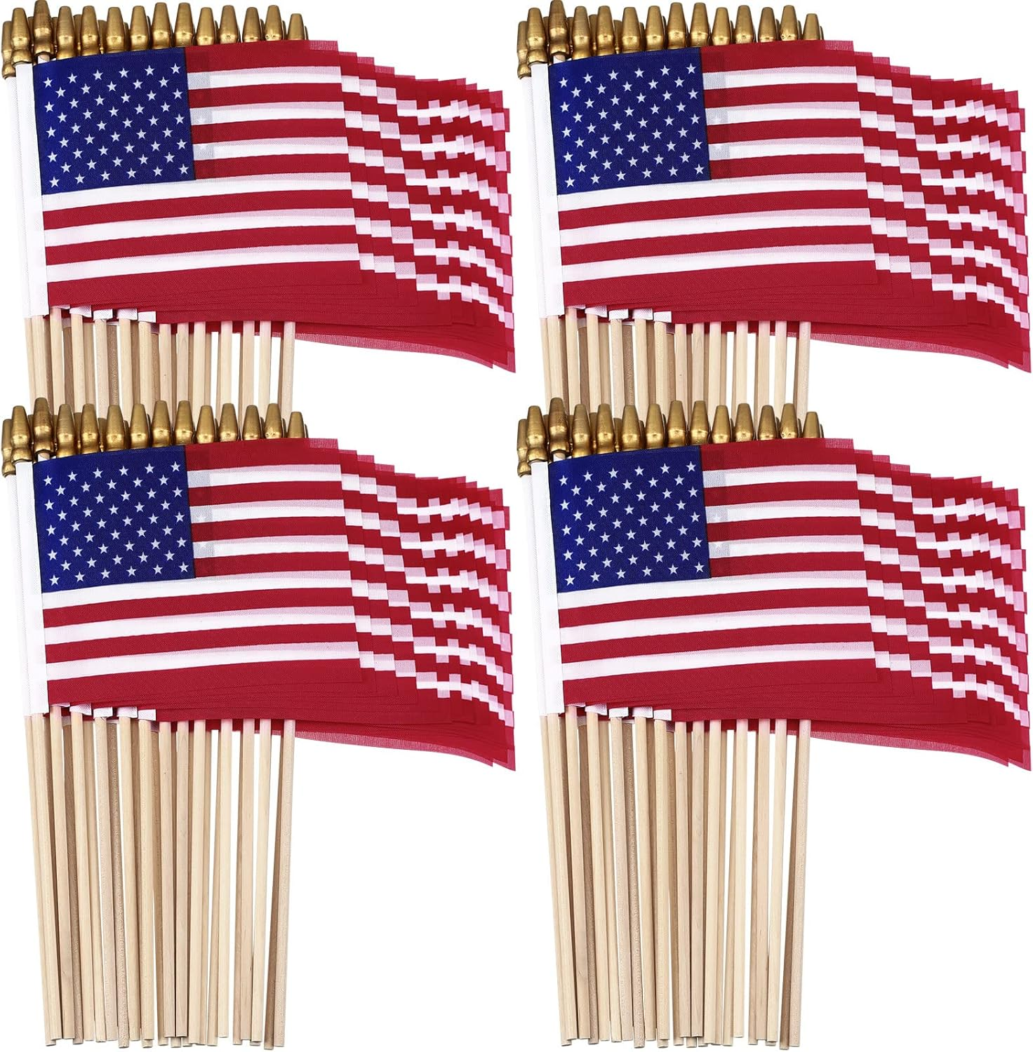 100 Pcs Small American Flags on Stick 5 X 8 Inch Mini Handheld 4Th of July Flags for 250Th Anniversary USA Memorial Day 4Th of July Labor Day Parades Festival Events Independence Days Supplies
