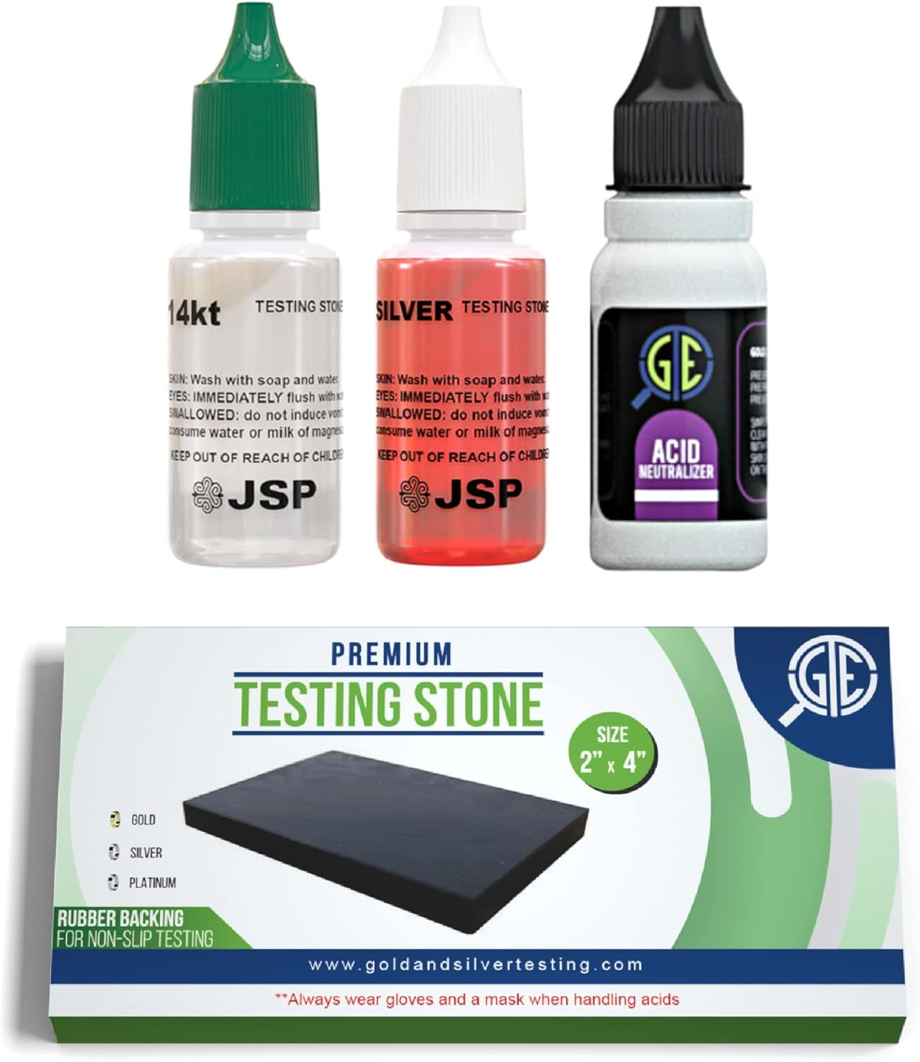 Gold/Silver Test Acid Tester Kit 10K 14K .999 .925 Sterling Testing Stone Detect Precious Metals Oro