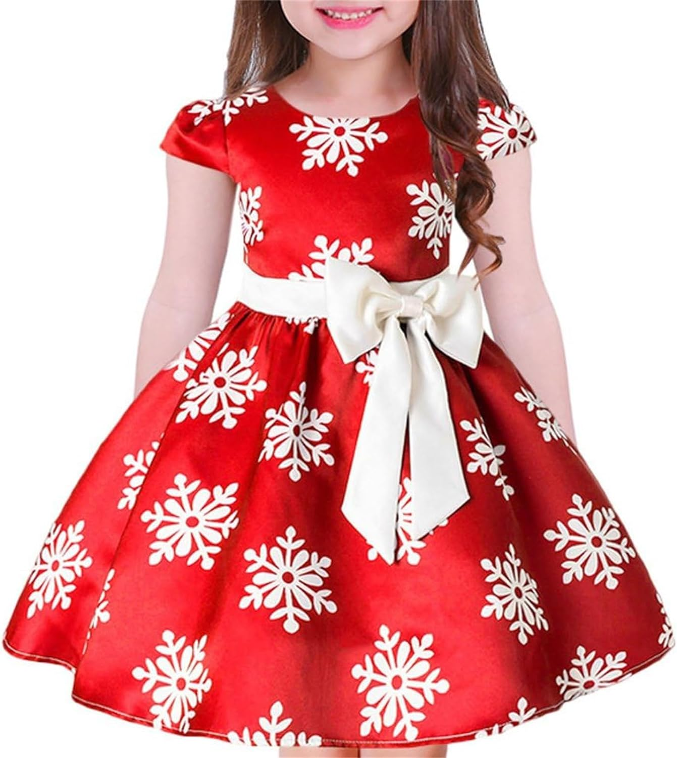 Tueenhuge Baby Girls Christmas Dress Toddler Snowflake Print Party Wedding Fo... - Picture 2 of 2