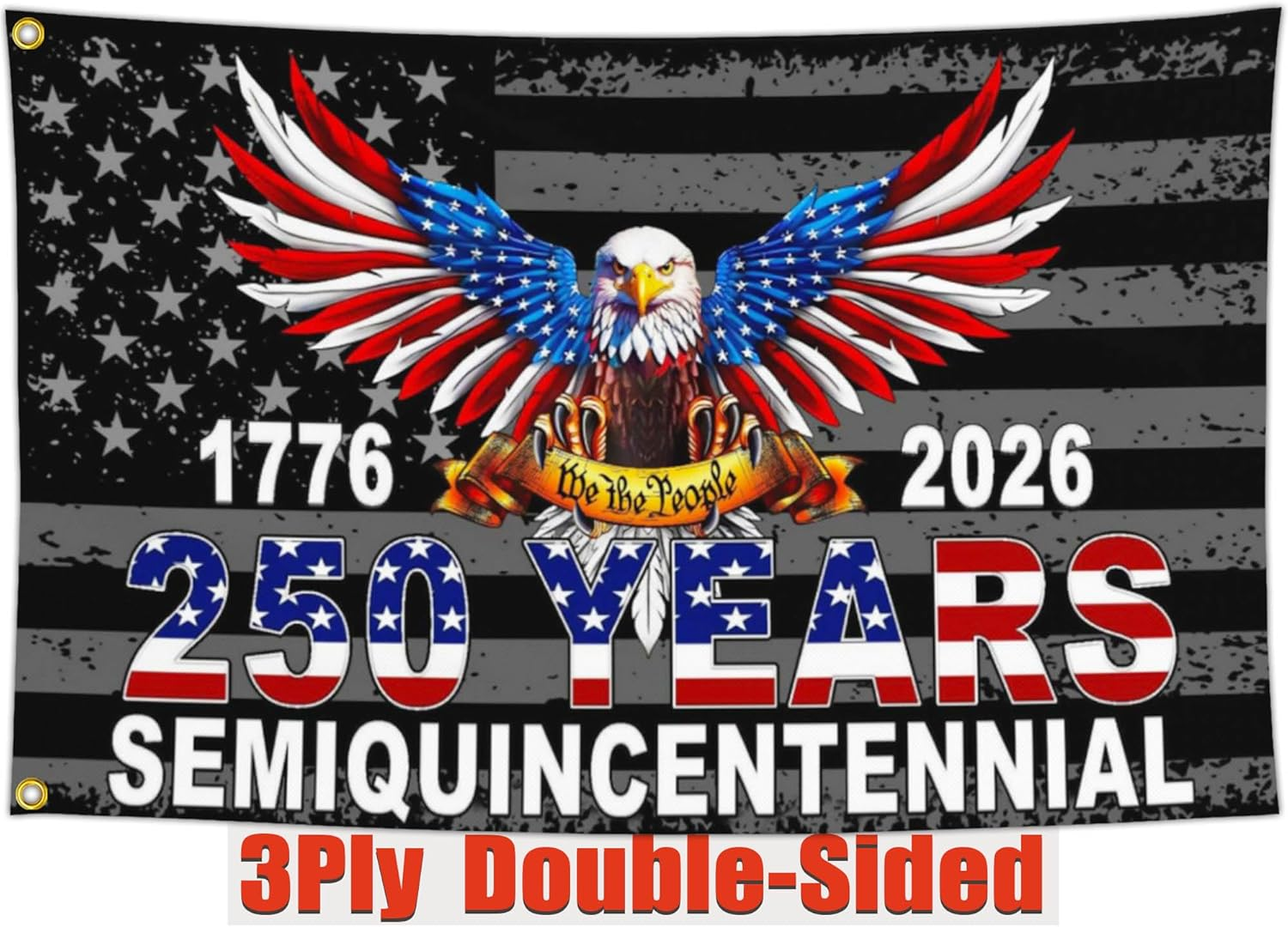3 Ply 250 Year American Anniversary Flag Patriotic 250Th Anniversary USA Flag 4Th of July We the People 1776 Yard Flags for outside 3X5 Ft Double Sided Outdoor Decorations