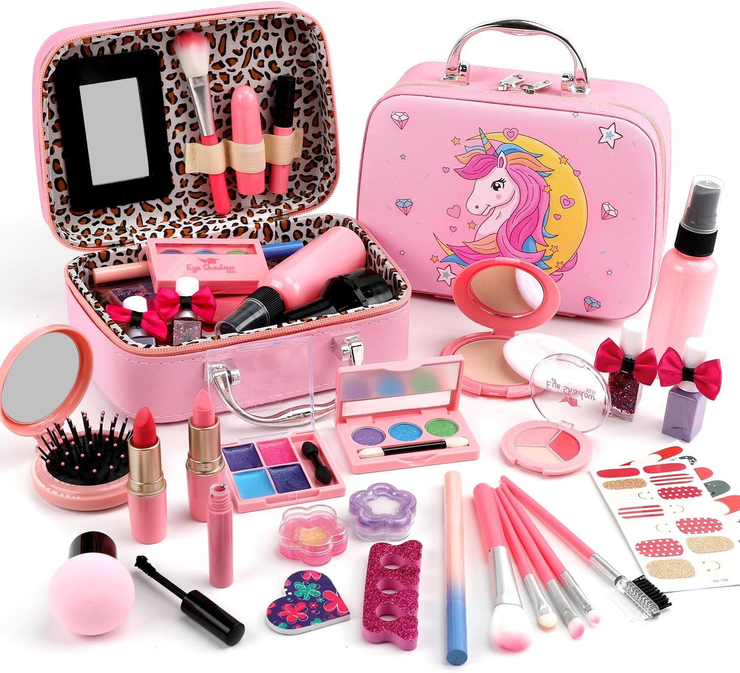 For Ideahome Washable Kids Makeup Girl Toys - Real Make up Set for Toddler Little Girls Princess, Christmas Birthday Gift for Girls 4-12 Year Old
