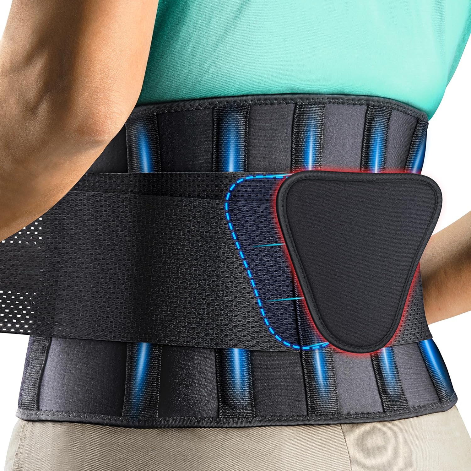 Back Brace Support Belt with Removable Lumbar Pad – Adjustable Lower Back Support 