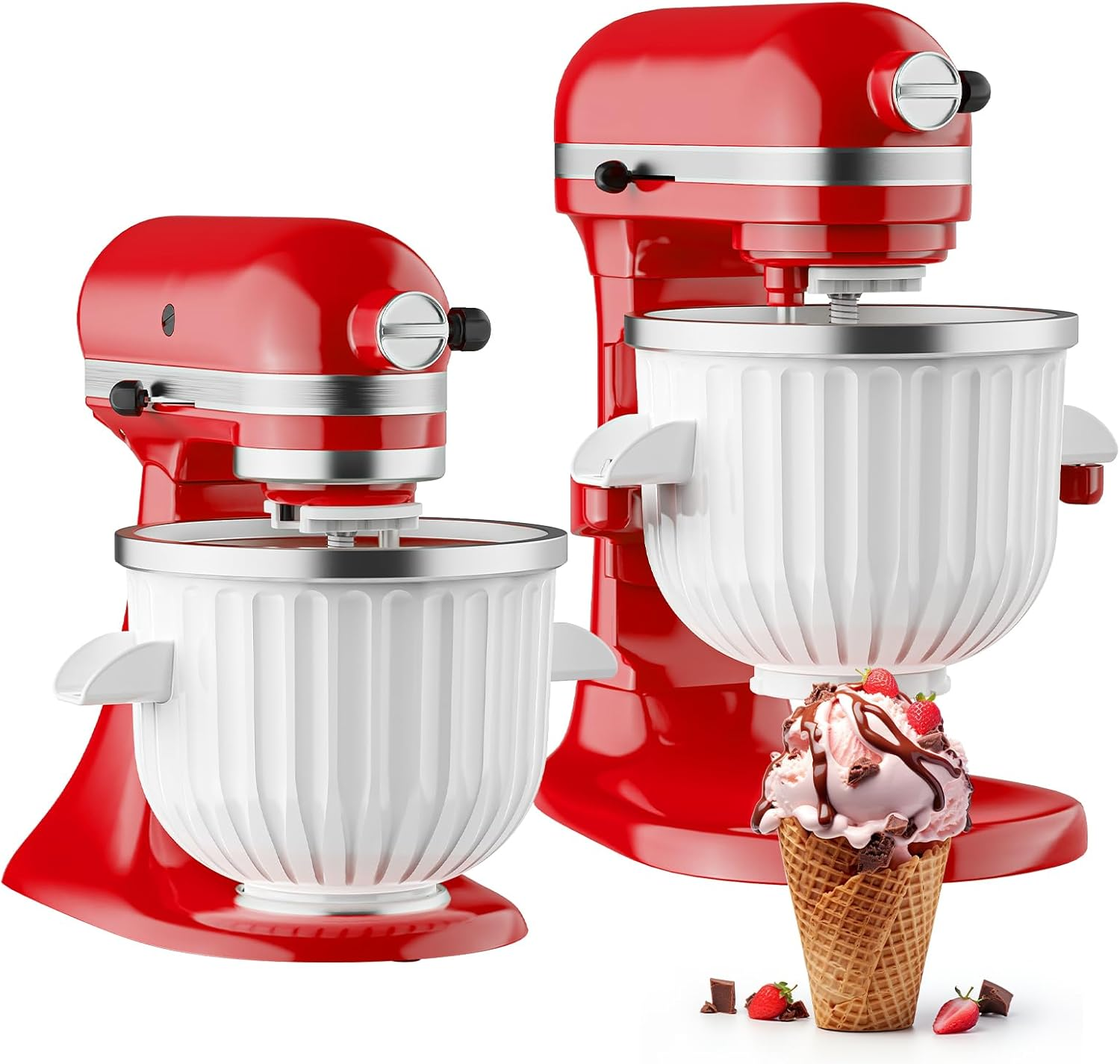 Ice Cream Maker Attachment for Kitchenaid Stand Mixer | 2 Quart Ice Cream Bowl, Fits for Kitchenaid 4.5 Qt & Larger Models - Homemade Ice Cream, Gelato & Sorbet, Ice Cream Machine by