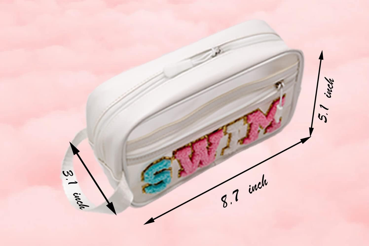 COSHASYOO Clear Makeup Bags with Strap Preppy Chenille Letter Patch Cosmetic ... - Picture 3 of 15