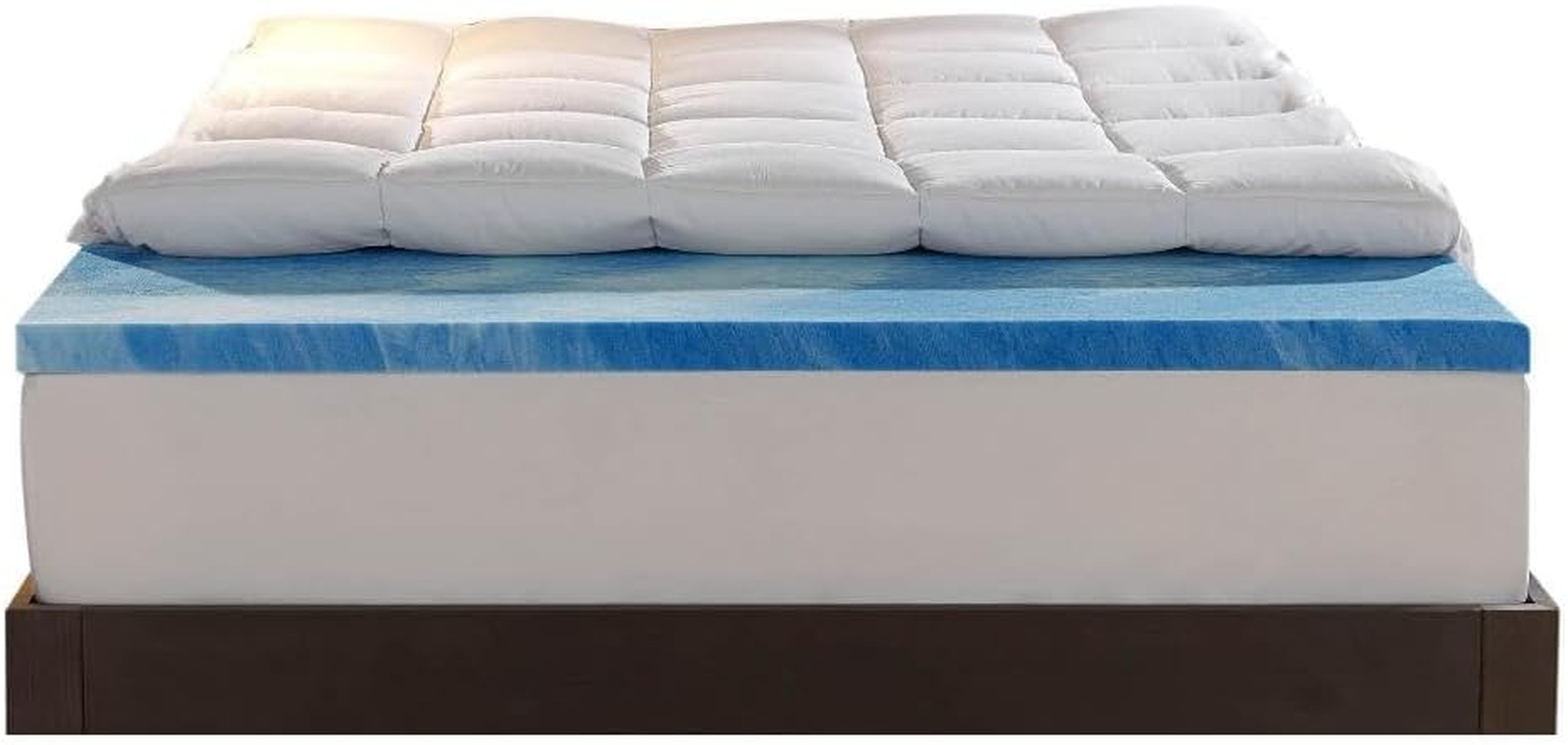 Dual Layer 4 Inch Memory Foam Mattress Topper, Full Size, Medium Support, 2 Inch Cooling Gel Memory Foam plus 2 Inch Pillow Top Cover