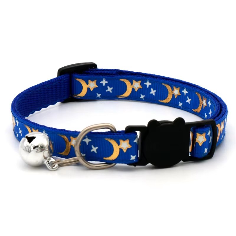 Pet Collar with Bell Cartoon Footprint Colorful Dog Puppy Kitten Collar Adjustable Safety Bell Ring Necklace Pet Accessories