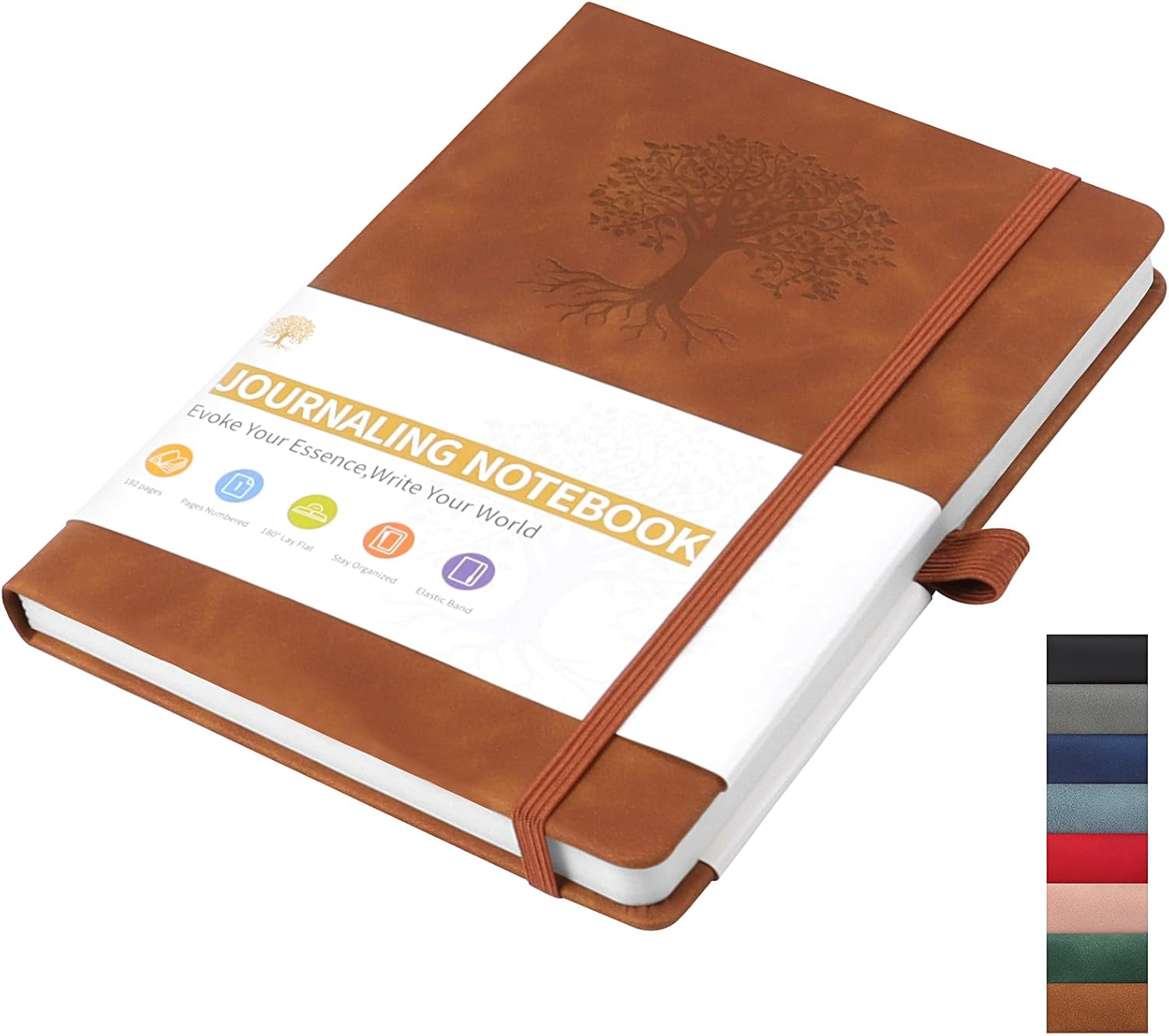 A5 Journal Notebook for Men and Women, Lined Hardcover Notebook with Elastic ... - Picture 10 of 20